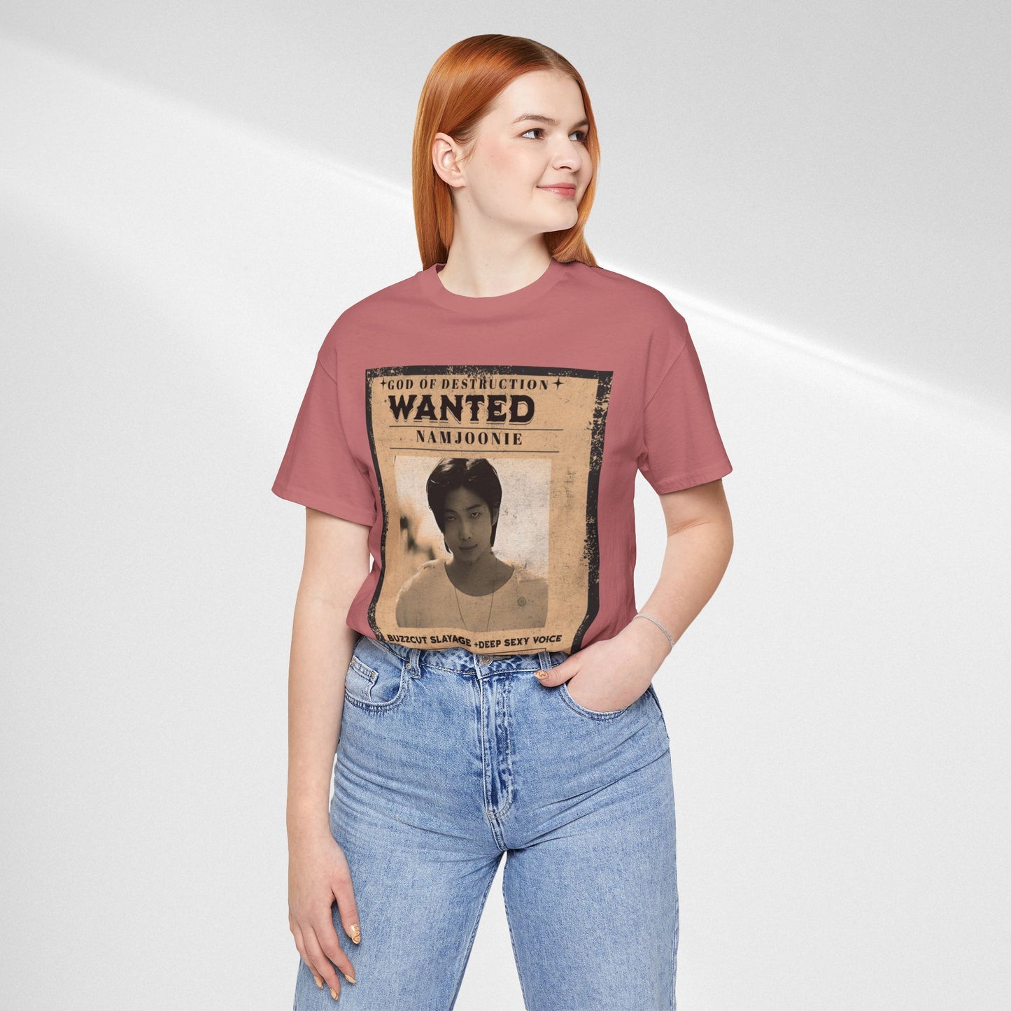 T-Shirt — Vintage 'Wanted: Namjoonie' Photo Tee (K-Pop Fan Poster Style)