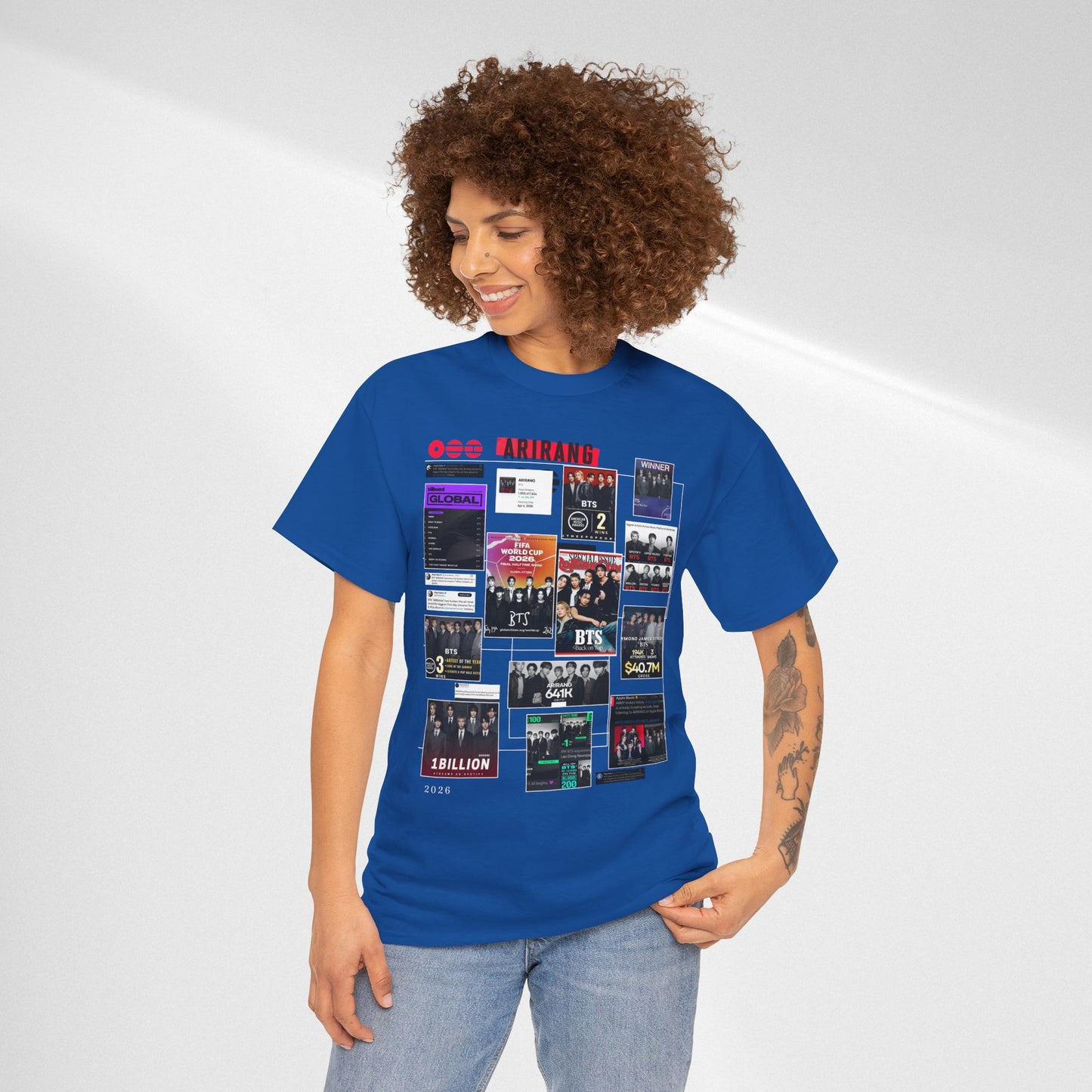 BTS ARIRANG Collage Tee — Iconic Albums & Milestones Graphic T-Shirt