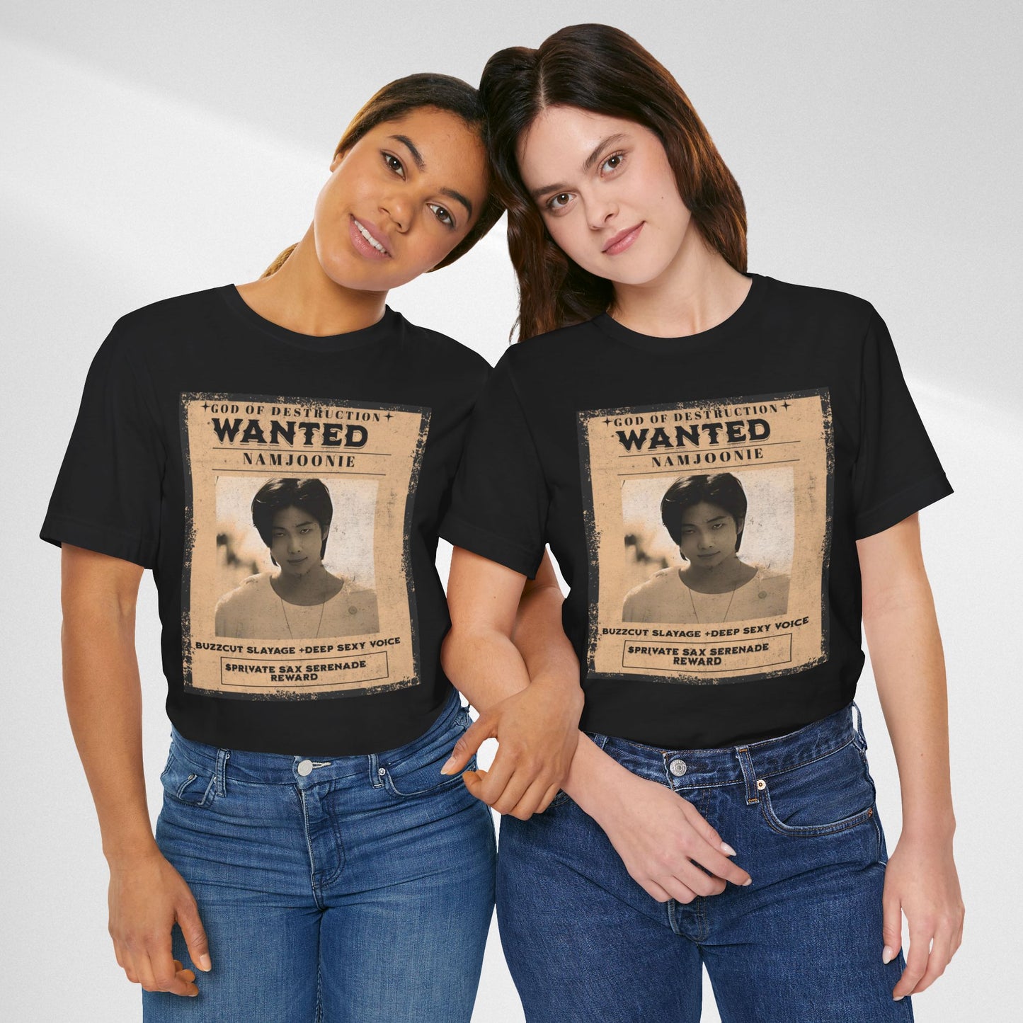 T-Shirt — Vintage 'Wanted: Namjoonie' Photo Tee (K-Pop Fan Poster Style)
