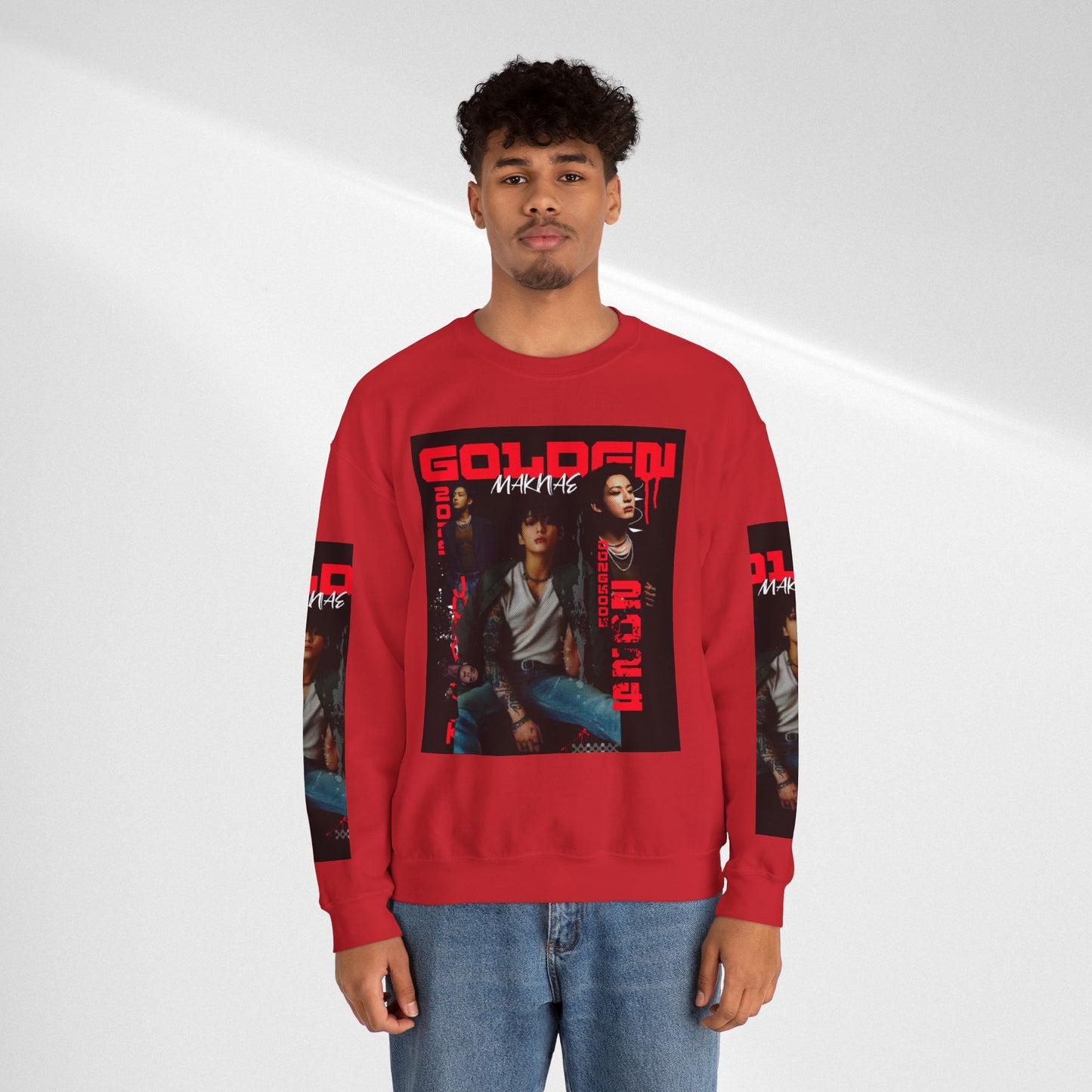 JK Golden Making Crewneck Sweatshirt — Retro K-Pop Photo Graphic