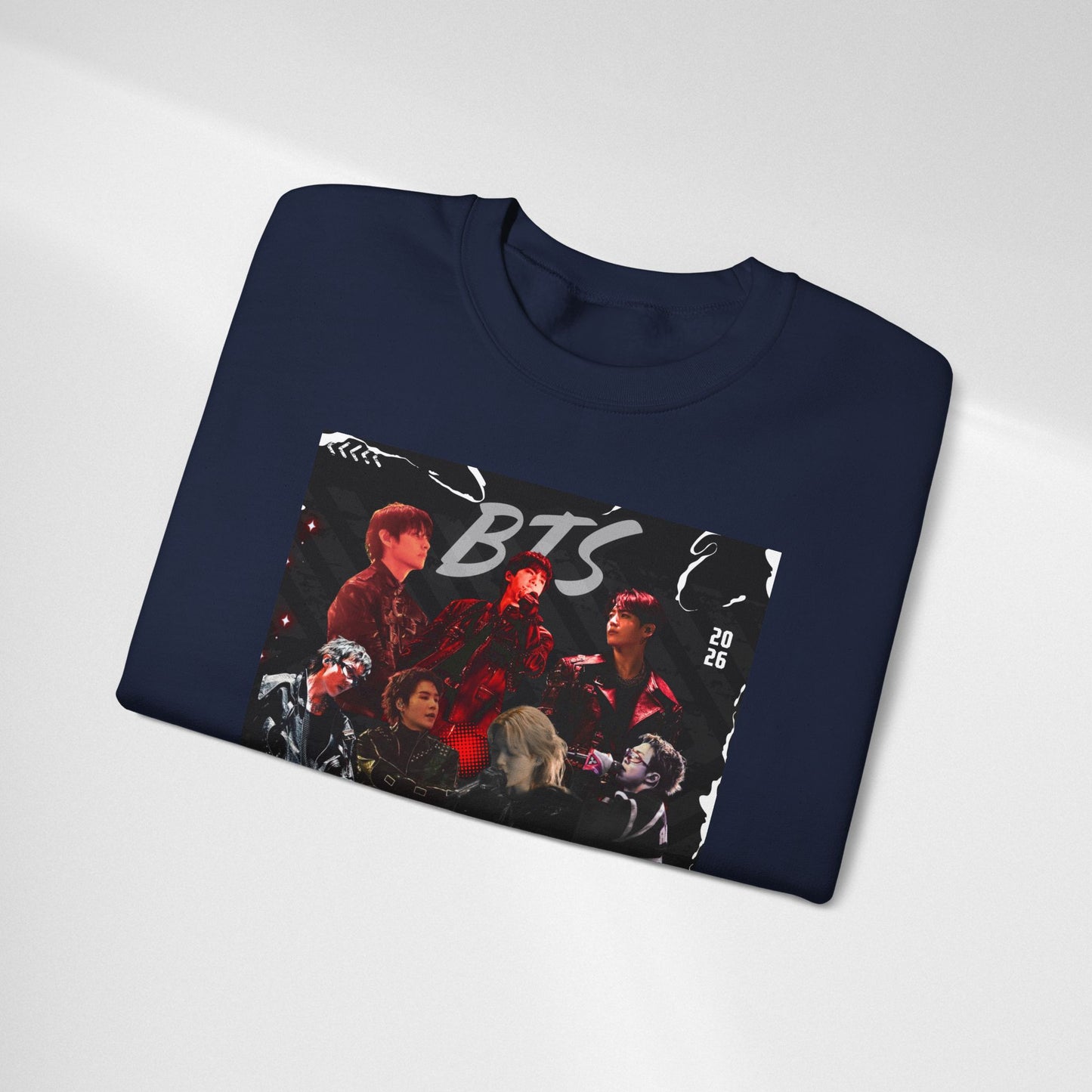 BTS Graphic Crewneck Sweatshirt – Red & Black Band Photo Design