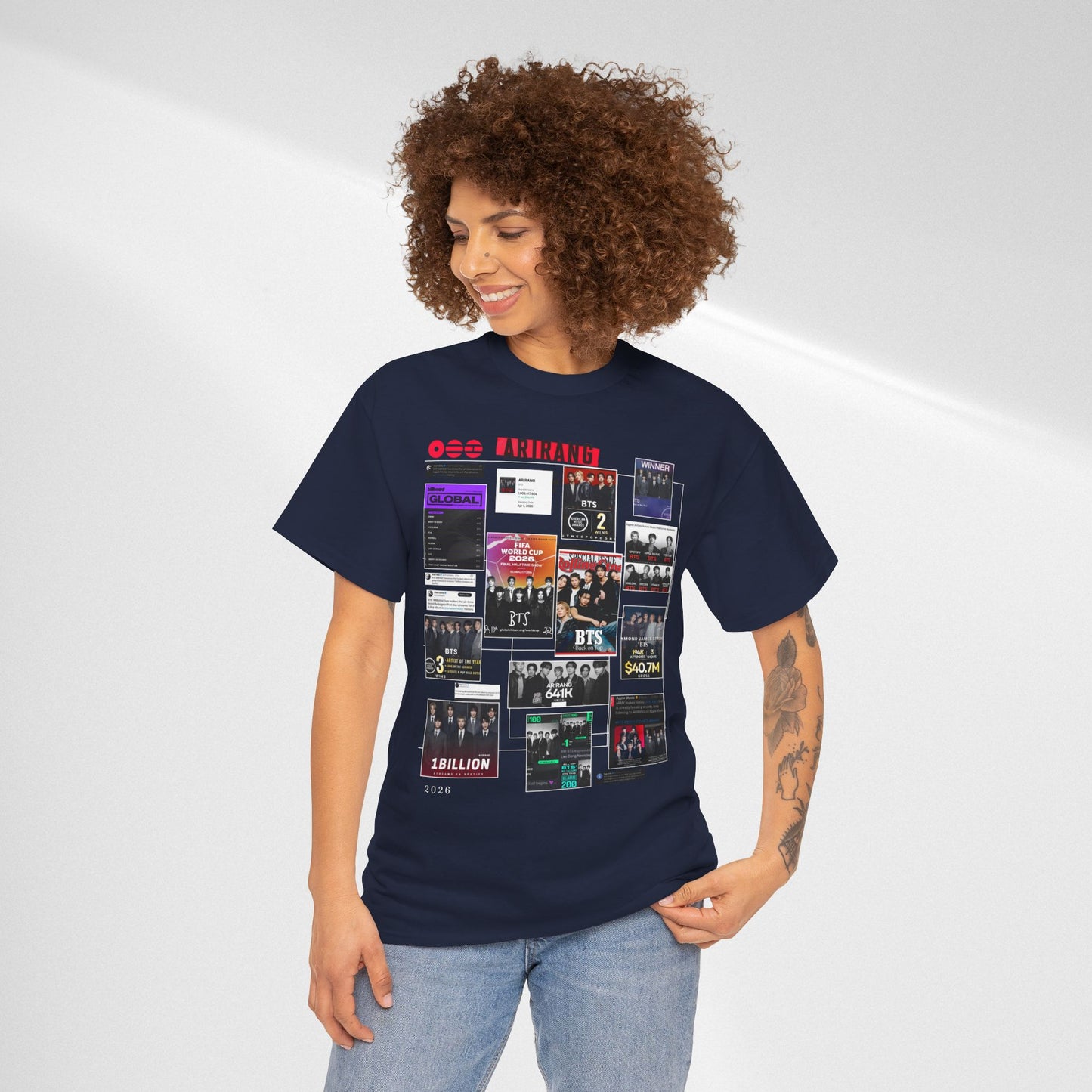 BTS ARIRANG Collage Tee — Iconic Albums & Milestones Graphic T-Shirt