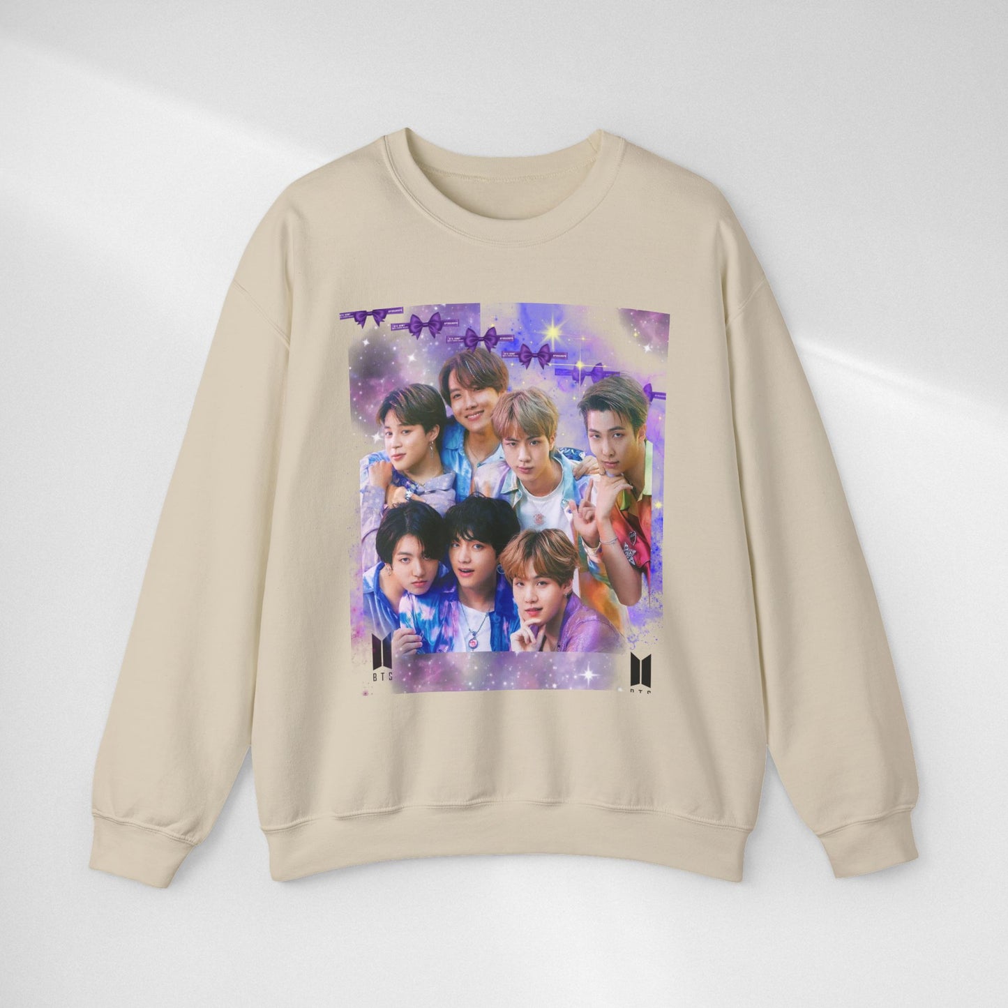 BTS Group Photo Crewneck Sweatshirt — Purple Fan Art Print