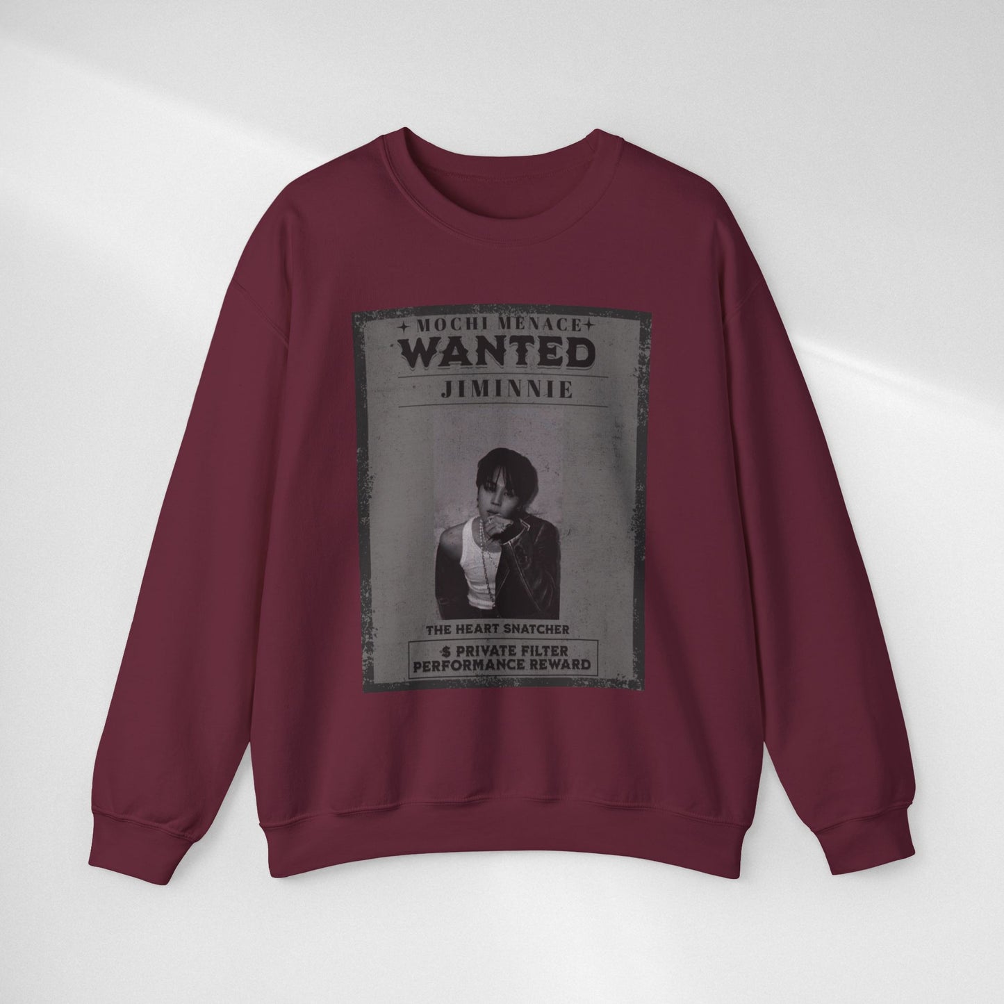Wanted Poster Crewneck Sweatshirt – 'Wanted Jiminie' Vintage K-Pop Graphic