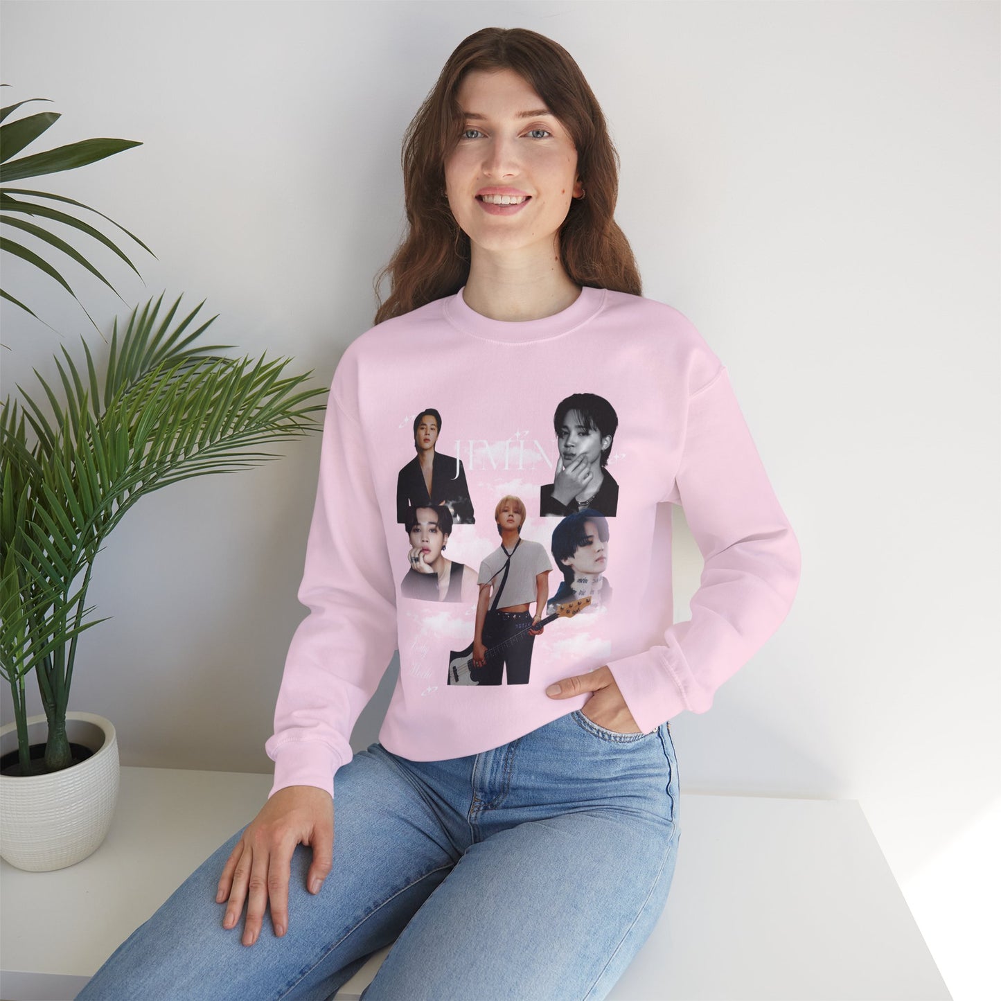 Crewneck Sweatshirt — K-pop JIMIN Collage Pullover (Band Member Design)
