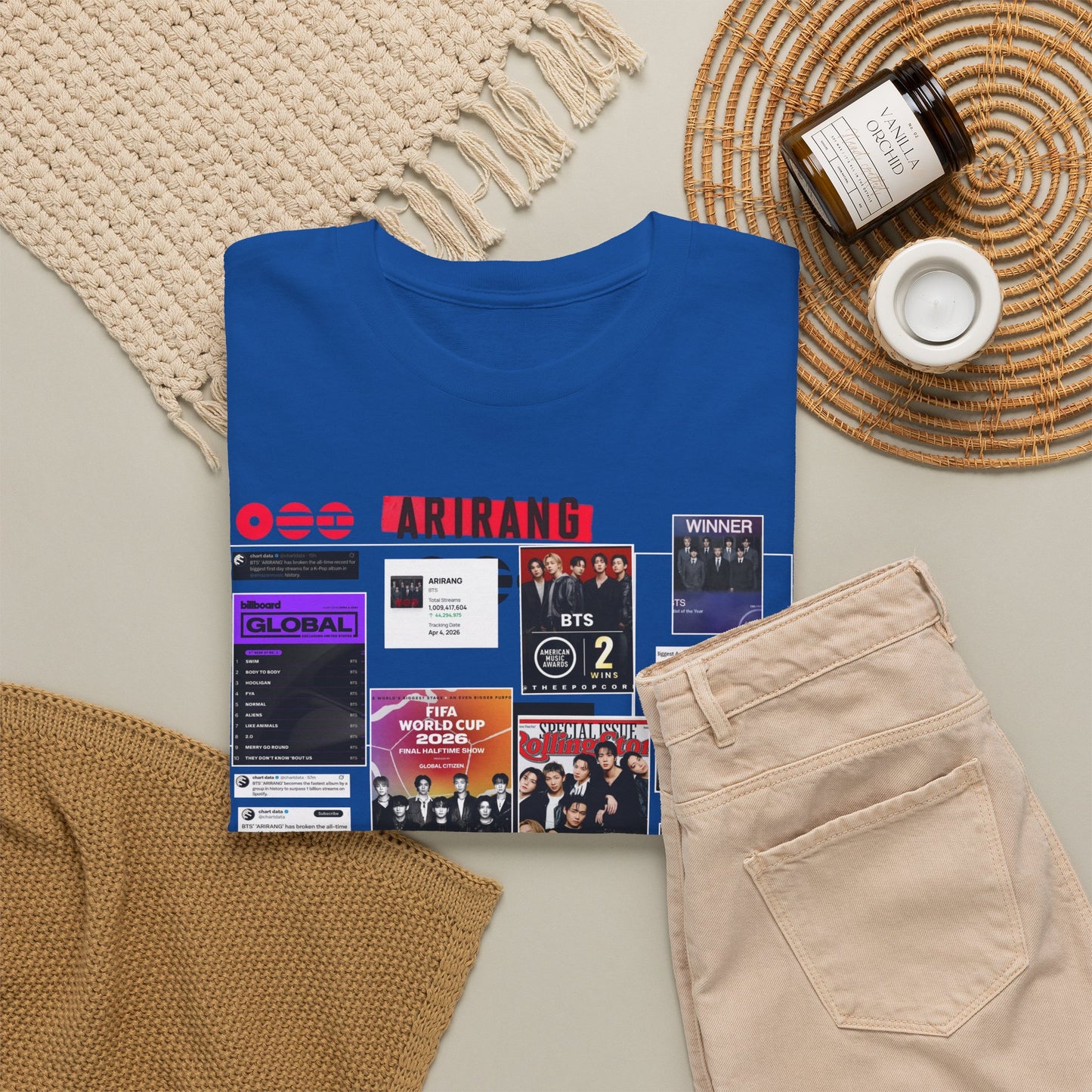 BTS ARIRANG Collage Tee — Iconic Albums & Milestones Graphic T-Shirt