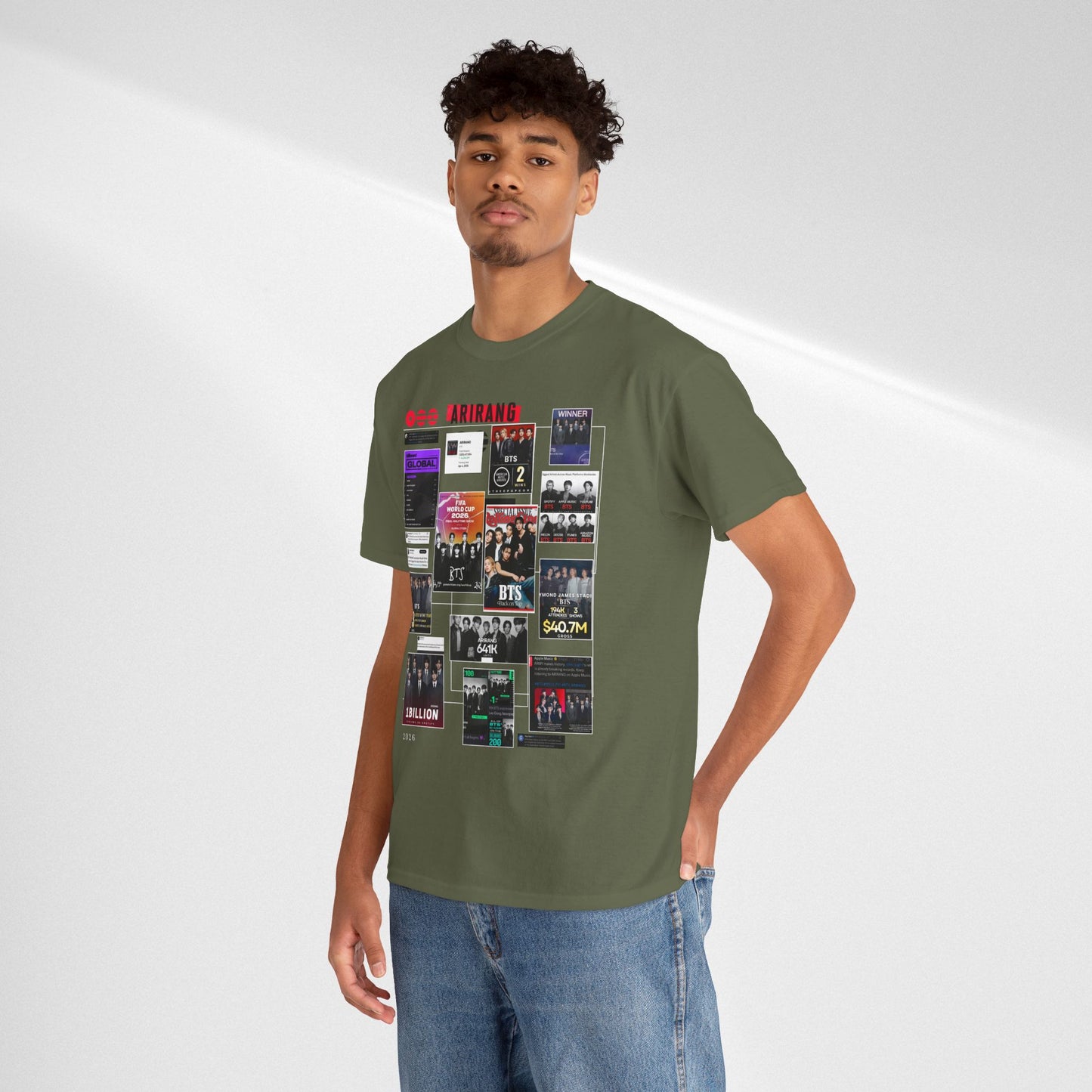 BTS ARIRANG Collage Tee — Iconic Albums & Milestones Graphic T-Shirt