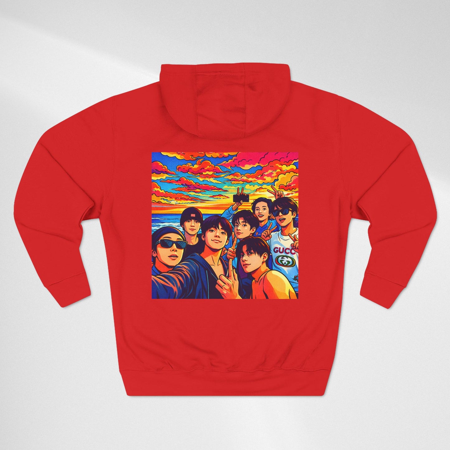 BTS Inspired Graphic Hoodie — Vibrant Group Portrait Streetwear