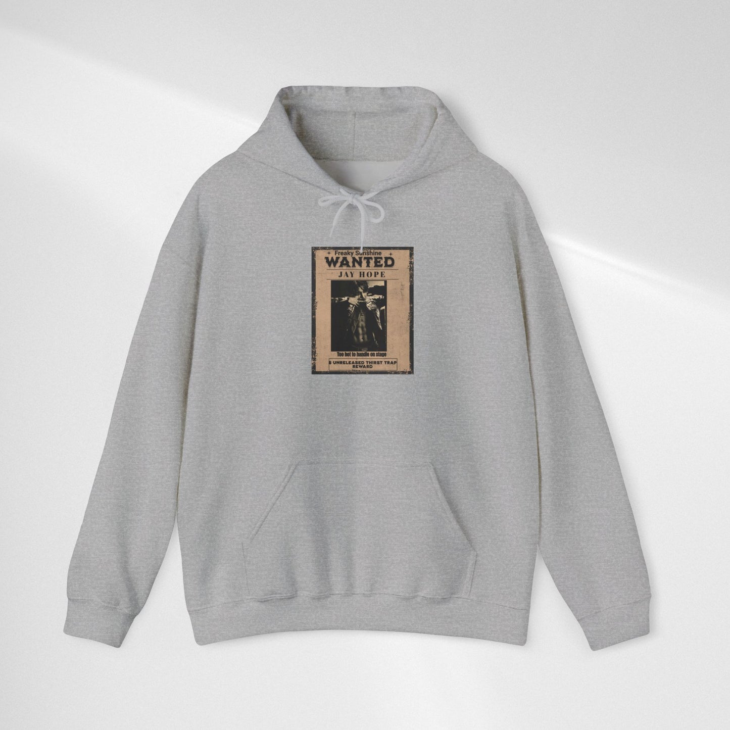 Hoodie - Vintage JHOPE 'WANTED' Poster Graphic Hooded Sweatshirt