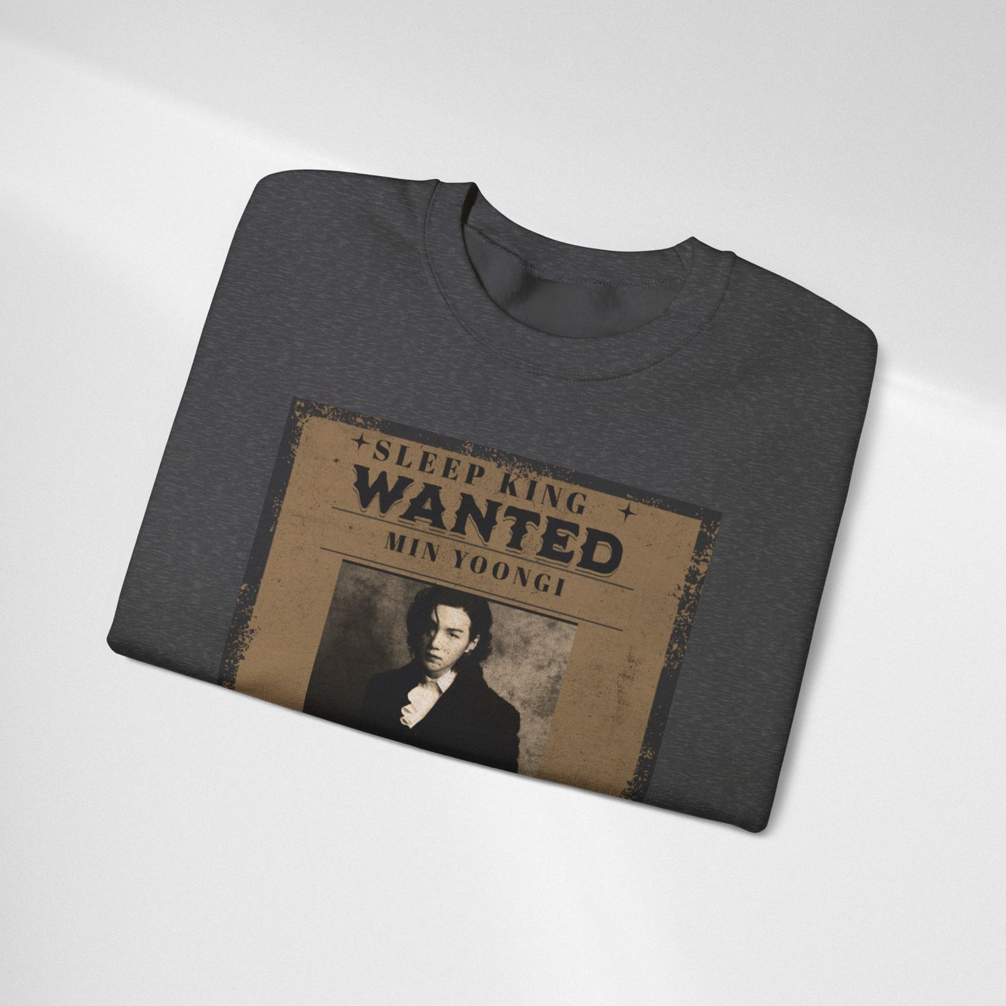 Crewneck Sweatshirt "Wanted: Min Yoongi" Vintage Poster BTS Suga Fan Apparel