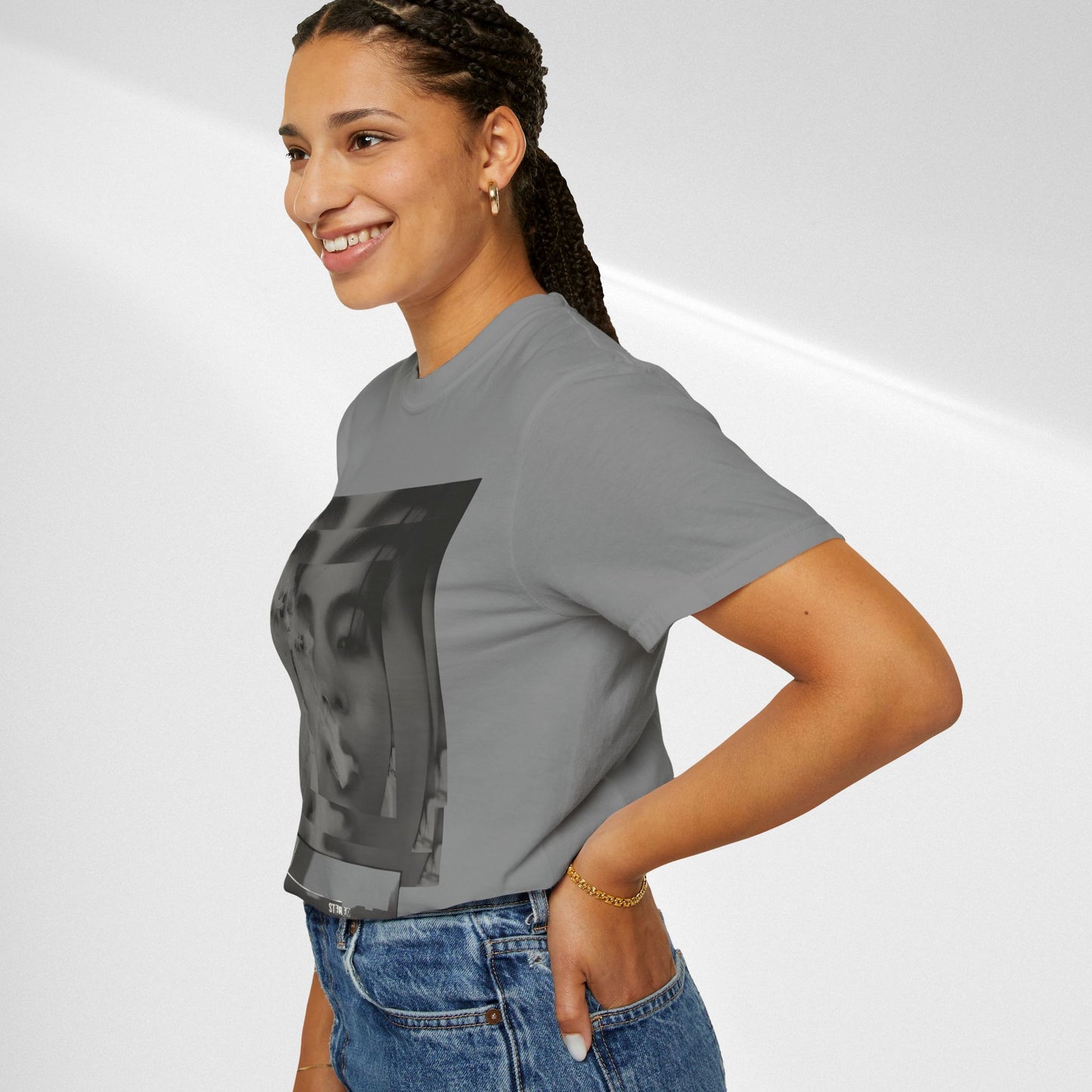 V Graphic Tee — Noir Glitch Portrait T-Shirt