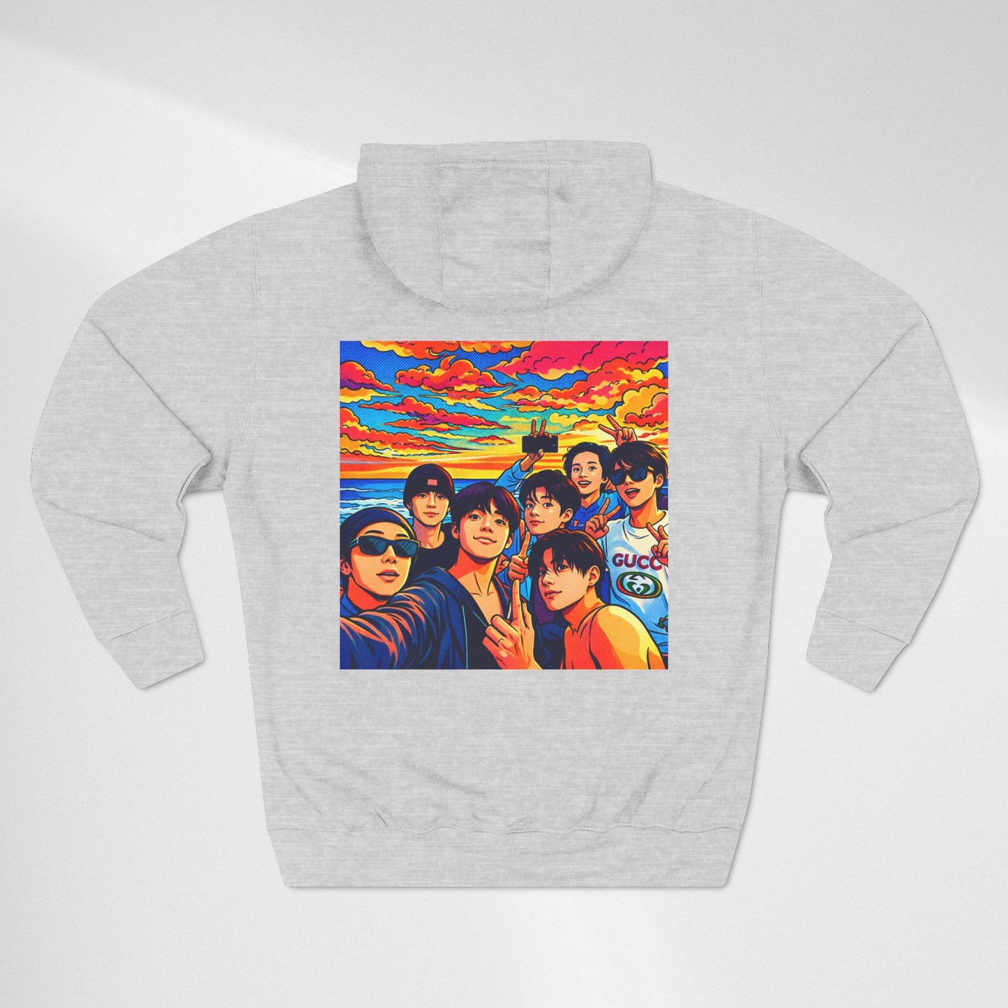 BTS Inspired Graphic Hoodie — Vibrant Group Portrait Streetwear