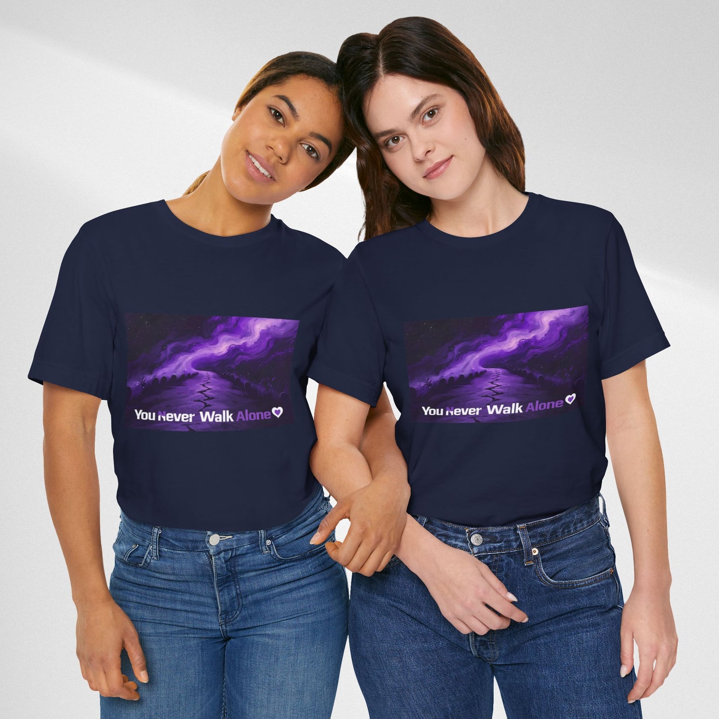 You Never Walk Alone Tee — Purple Night Stairway Graphic T‑Shirt