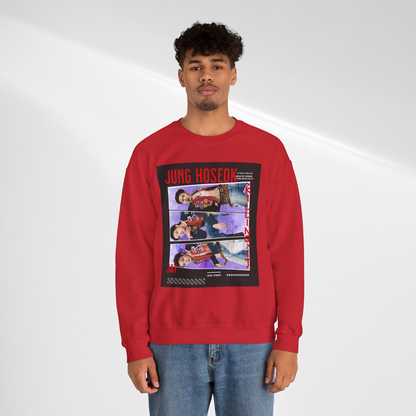 Photo Collage Crewneck Sweatshirt — 'JUNG HOSEOK' Graphic Pullover