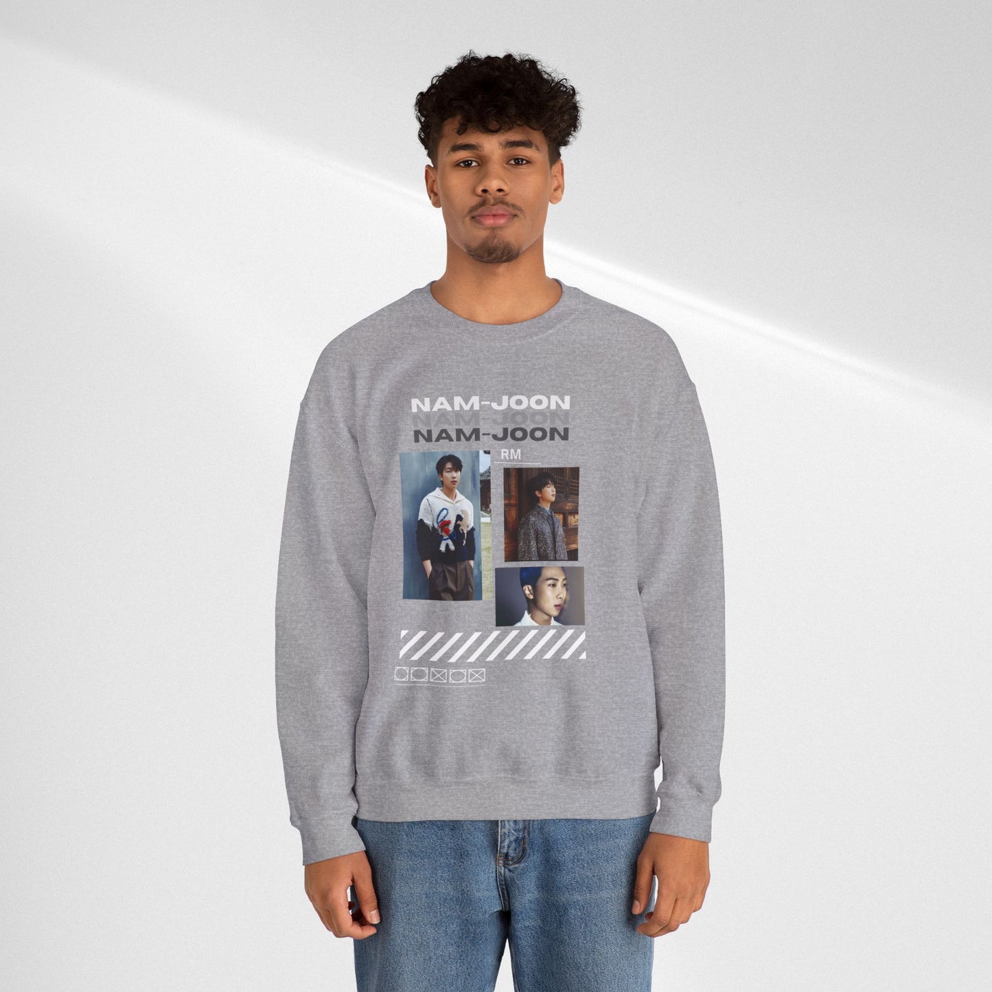 Photo Collage Crewneck Sweatshirt — "Nam-Joon" Graphic Pullover