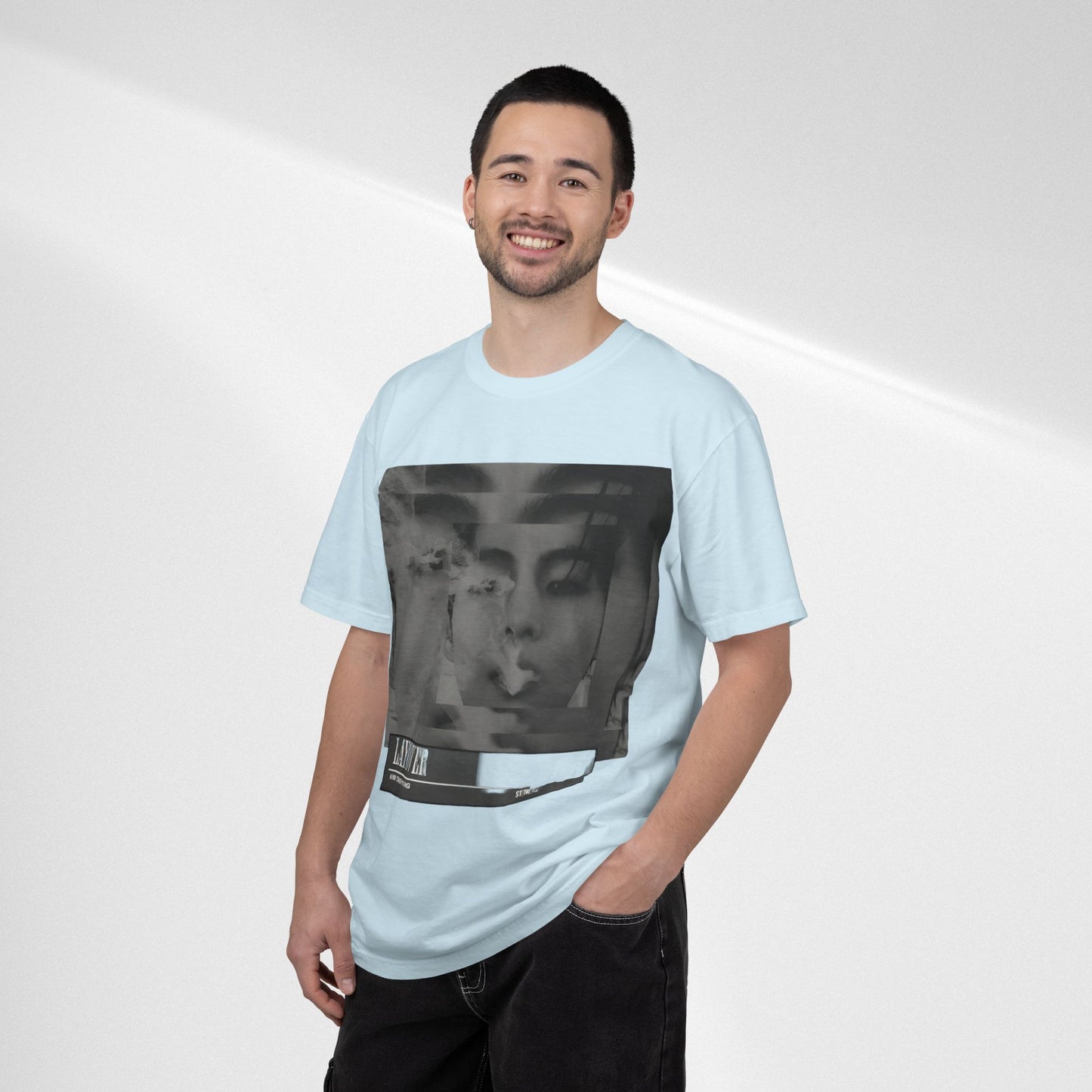 V Graphic Tee — Noir Glitch Portrait T-Shirt