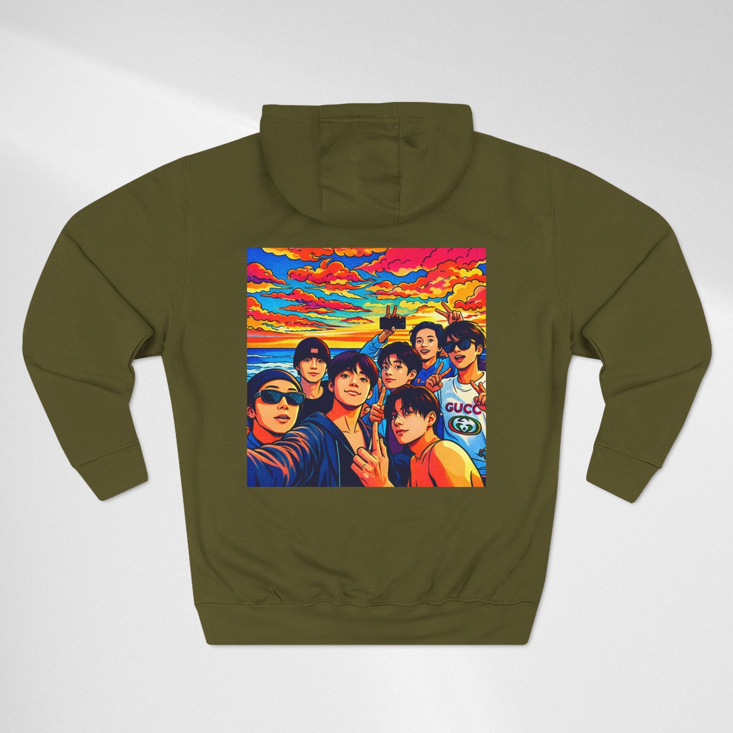 BTS Inspired Graphic Hoodie — Vibrant Group Portrait Streetwear