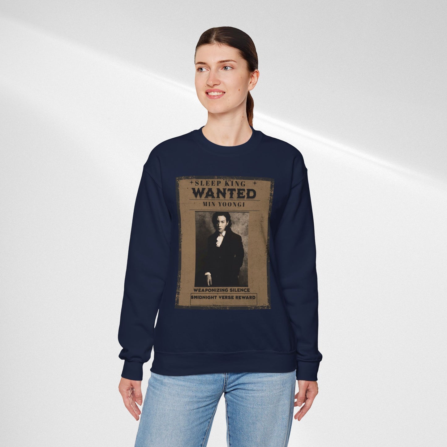 Crewneck Sweatshirt "Wanted: Min Yoongi" Vintage Poster BTS Suga Fan Apparel