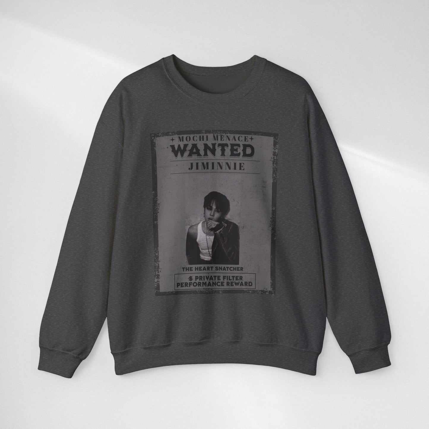 Wanted Poster Crewneck Sweatshirt – 'Wanted Jiminie' Vintage K-Pop Graphic