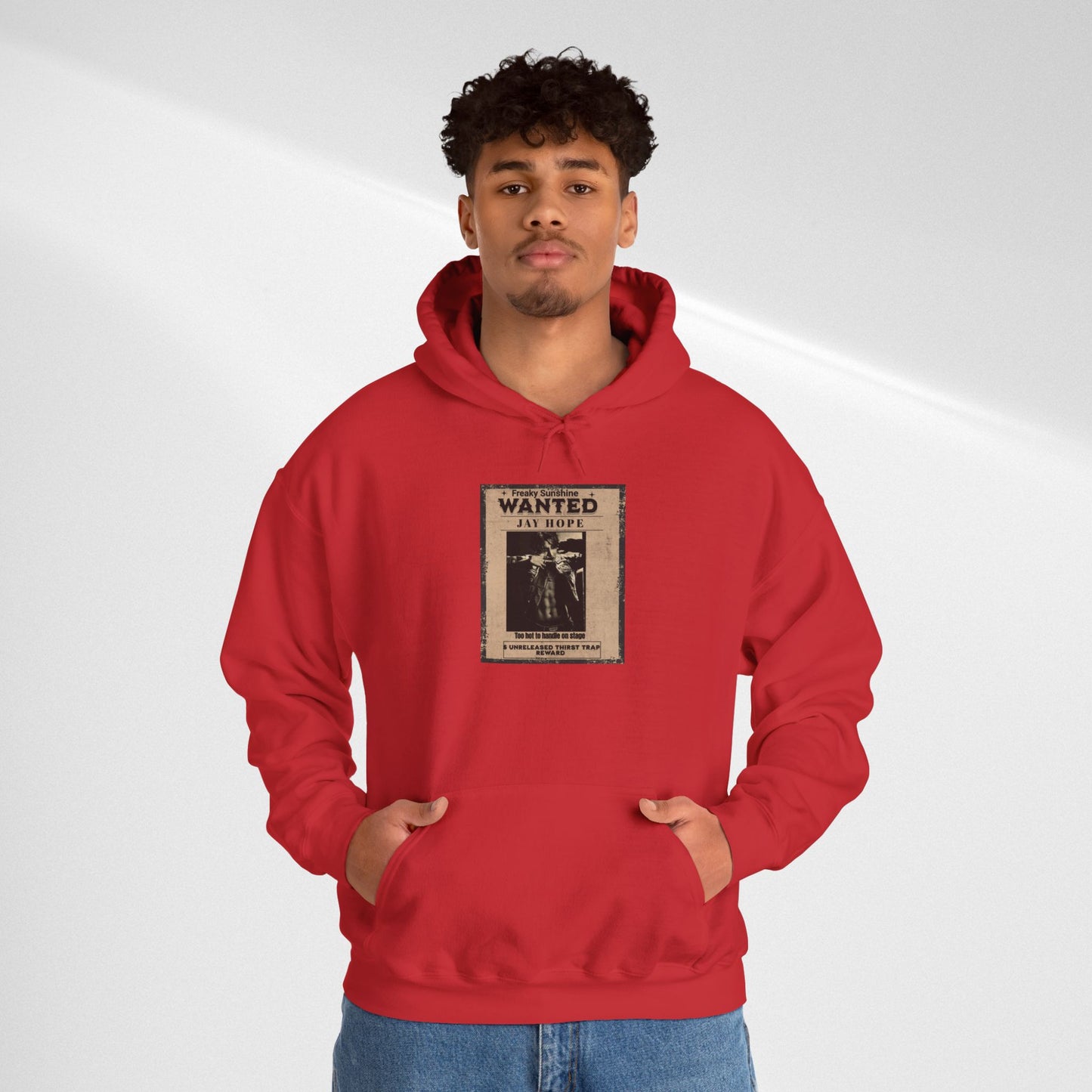Hoodie - Vintage JHOPE 'WANTED' Poster Graphic Hooded Sweatshirt