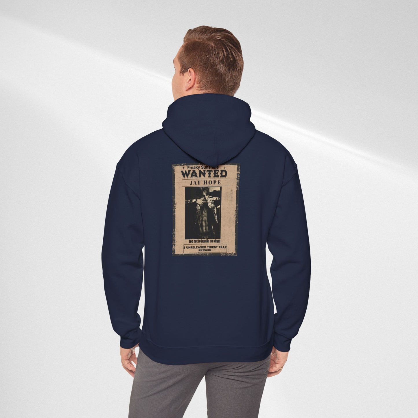 Hoodie - Vintage JHOPE 'WANTED' Poster Graphic Hooded Sweatshirt