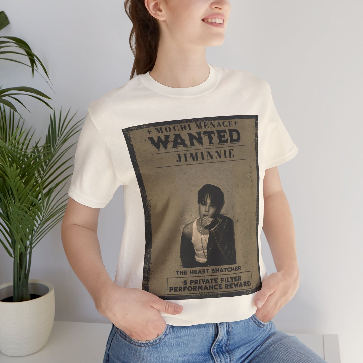 JIMIN Wanted Poster Graphic Tee — 'Mischief Menace' Vintage Style