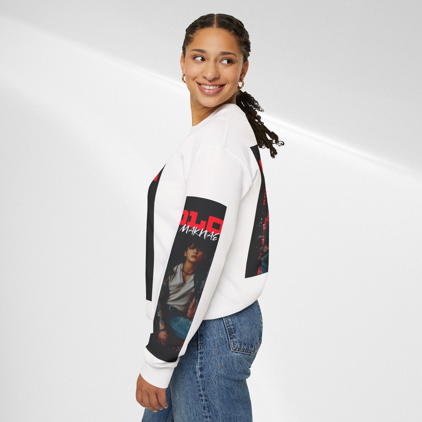 JK Golden Making Crewneck Sweatshirt — Retro K-Pop Photo Graphic