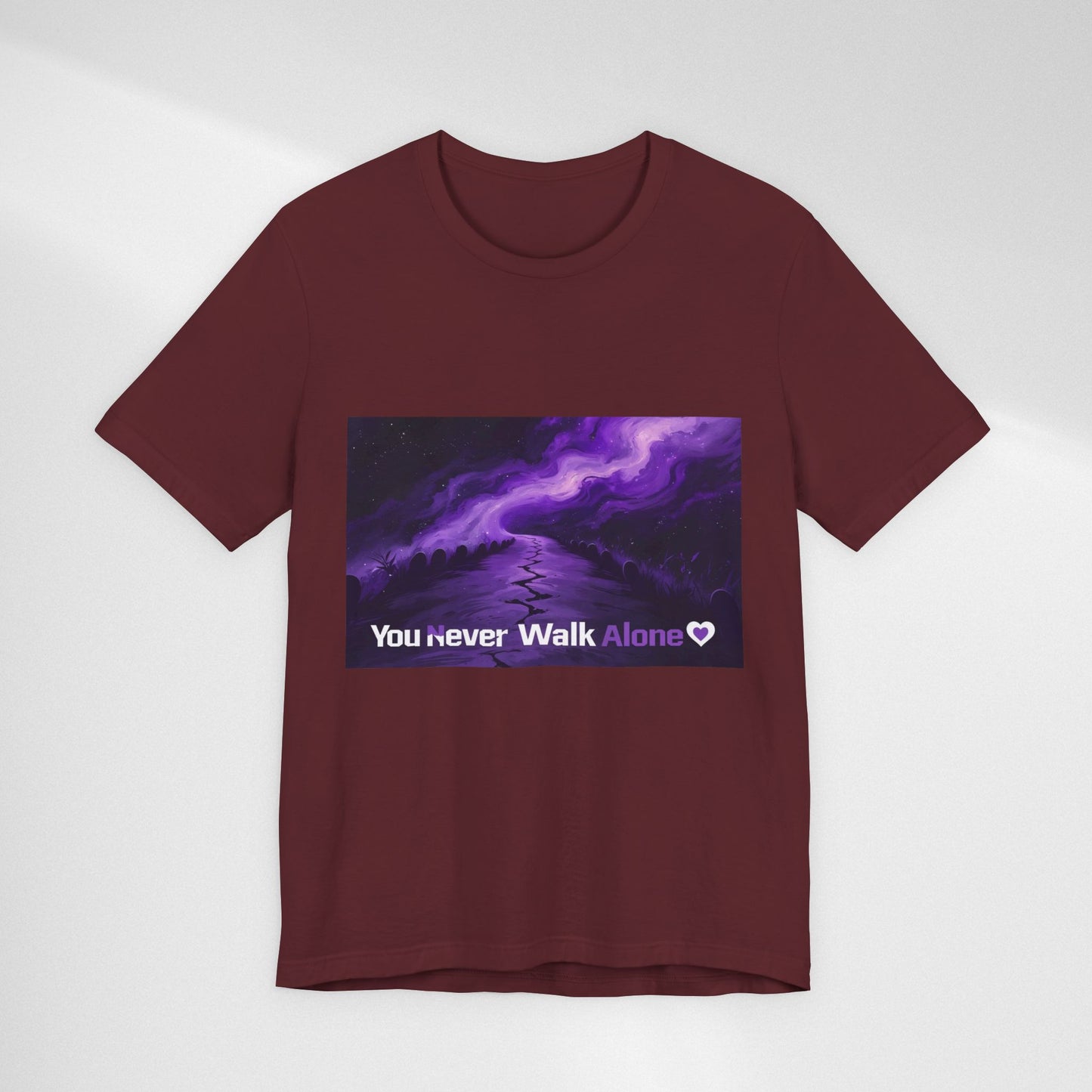 You Never Walk Alone Tee — Purple Night Stairway Graphic T‑Shirt