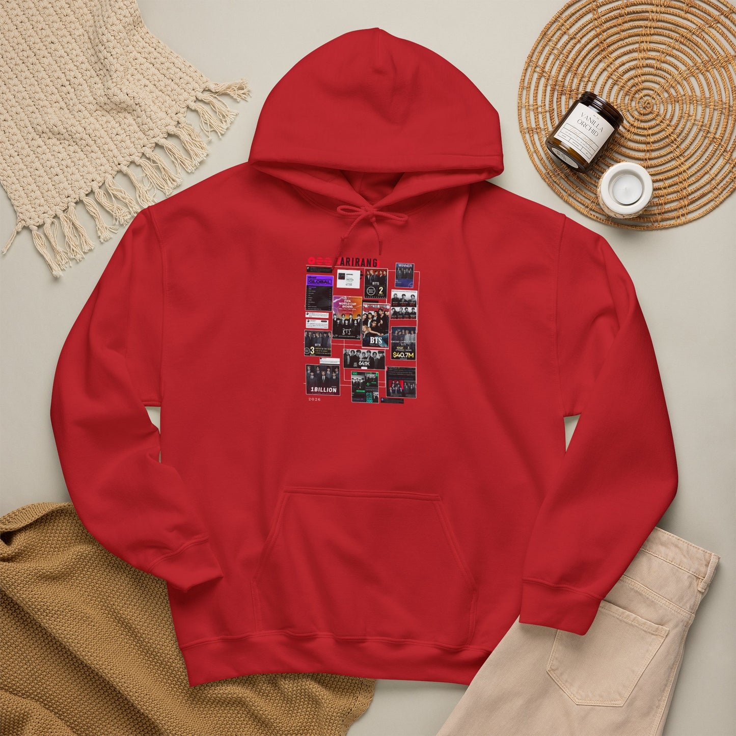 BTS ARIRANG Band Poster Collage Hoodie — Vintage Gig Tour Graphic Sweatshirt