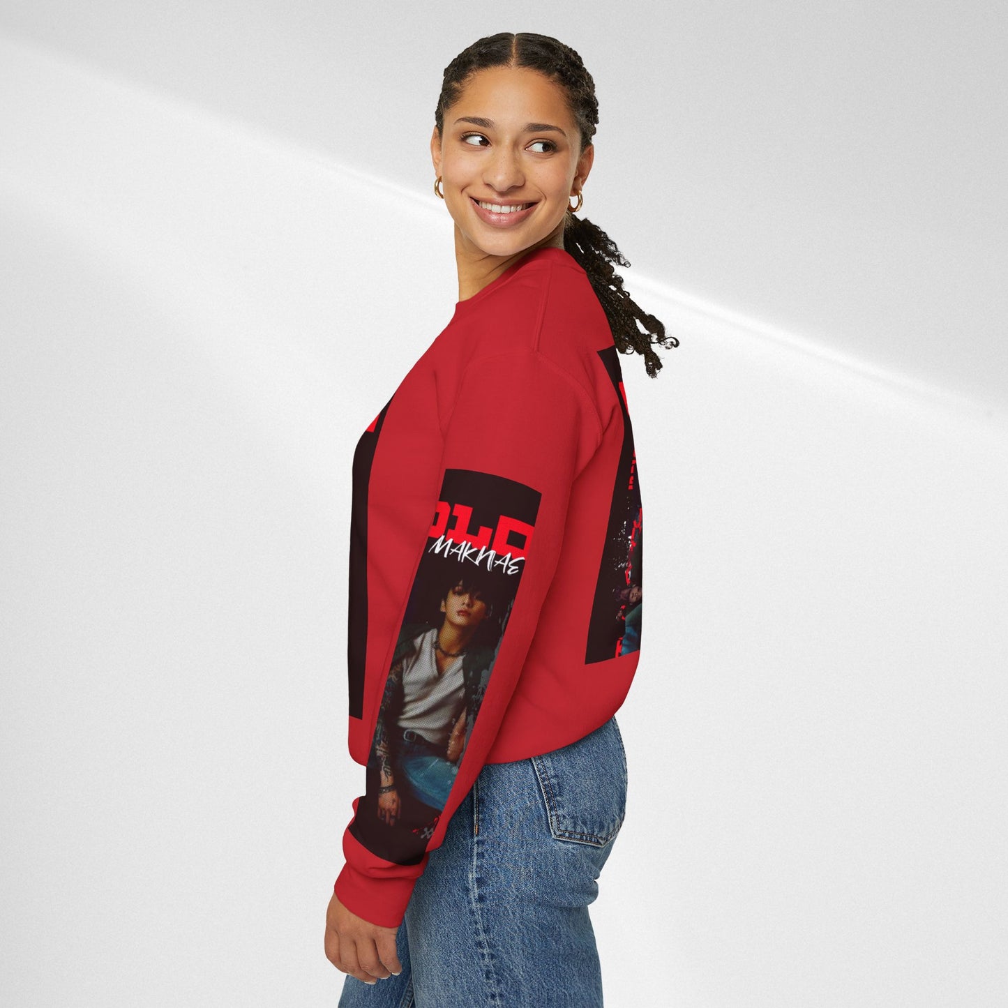 JK Golden Making Crewneck Sweatshirt — Retro K-Pop Photo Graphic