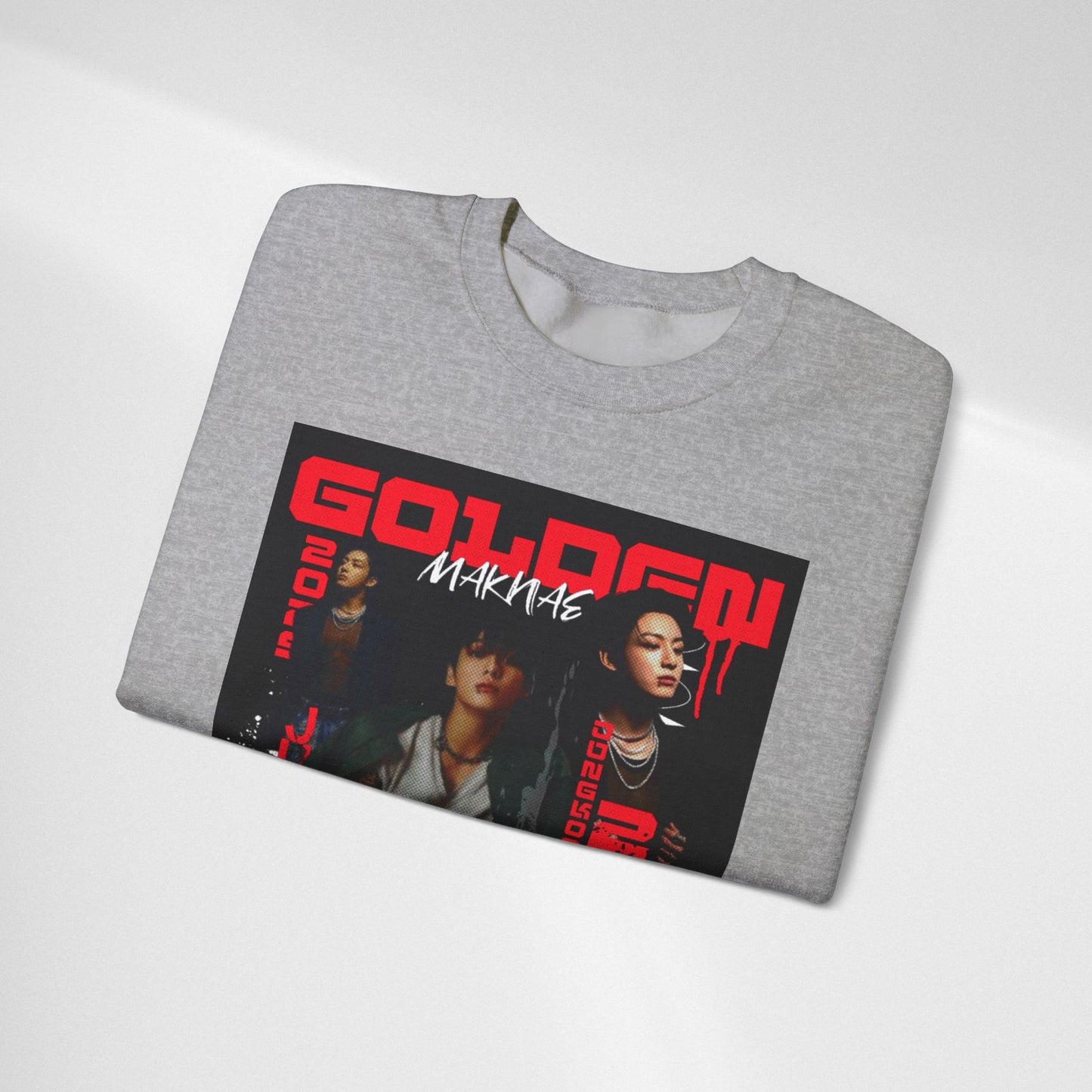 JK Golden Making Crewneck Sweatshirt — Retro K-Pop Photo Graphic