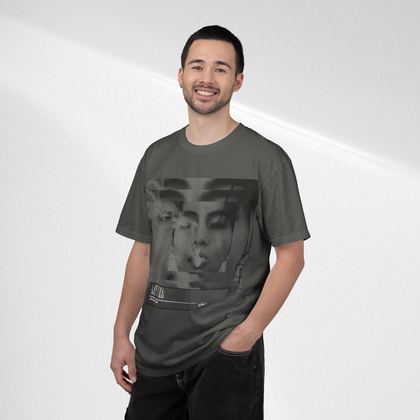 V Graphic Tee — Noir Glitch Portrait T-Shirt