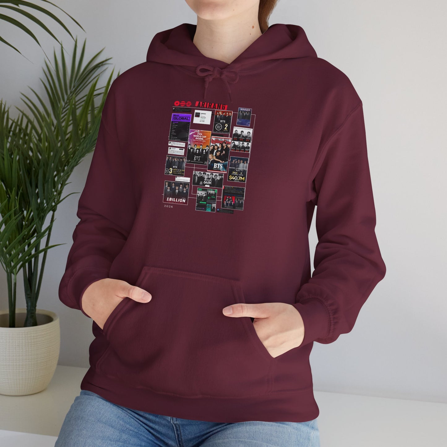 BTS ARIRANG Band Poster Collage Hoodie — Vintage Gig Tour Graphic Sweatshirt