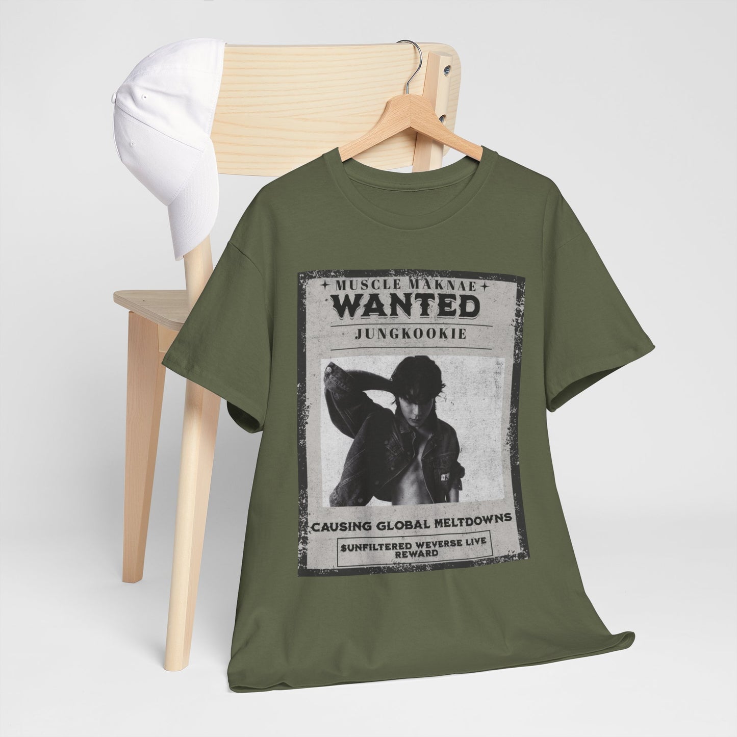 Wanted Poster T-Shirt — "Jungkookie" Vintage K-Pop Graphic Tee