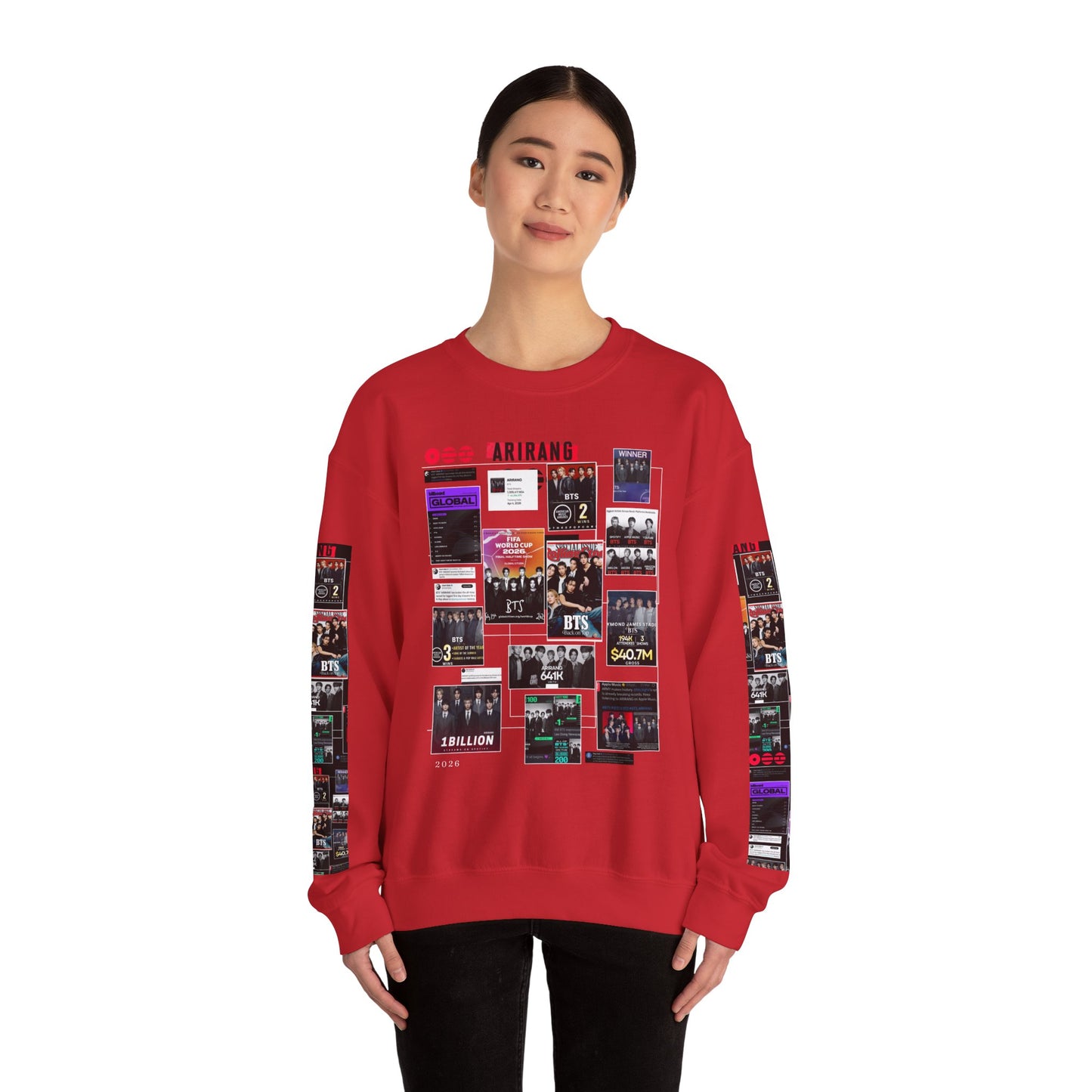 Crewneck Sweatshirt — BTS ARIRANG Collage Graphic Crewneck (Album Posters & Tour Art)