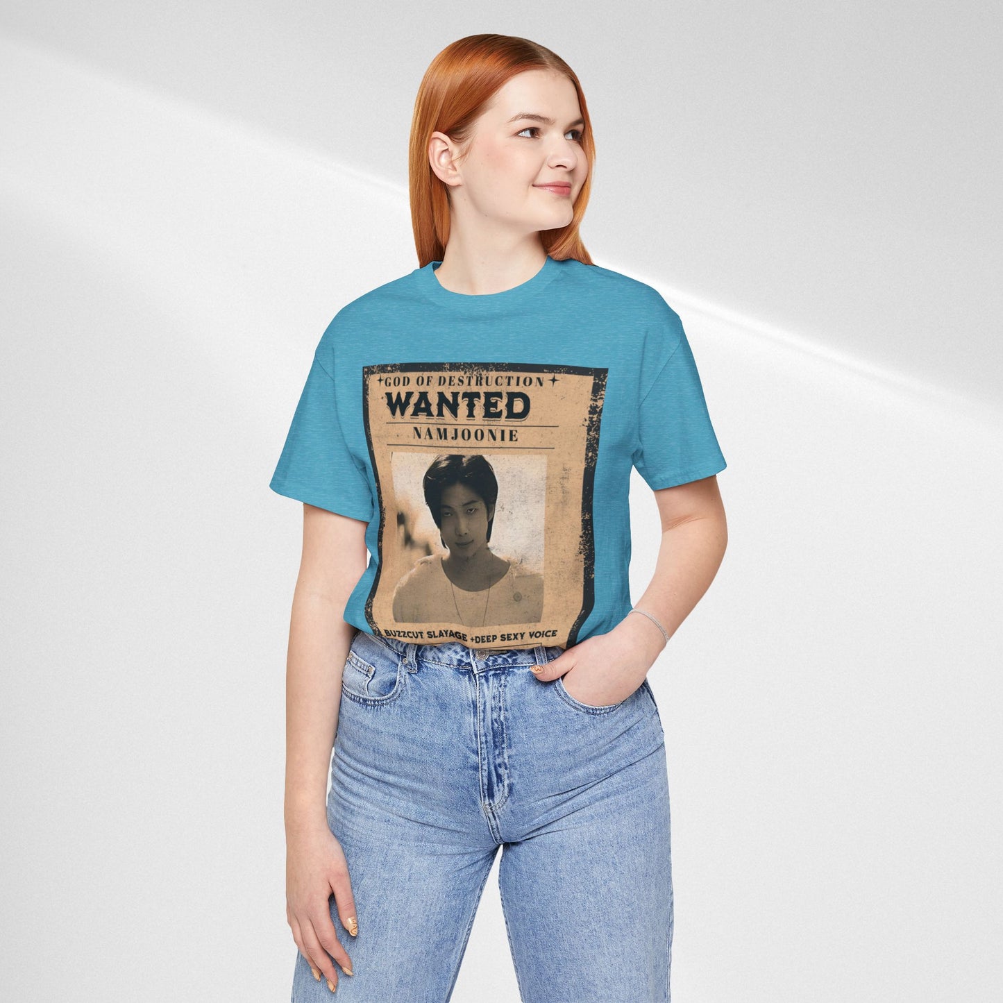 T-Shirt — Vintage 'Wanted: Namjoonie' Photo Tee (K-Pop Fan Poster Style)