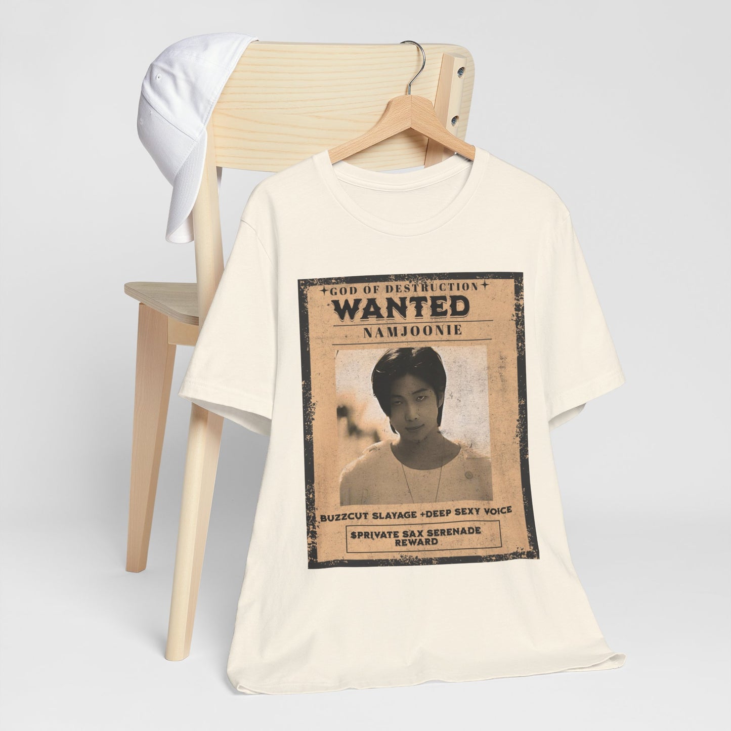 T-Shirt — Vintage 'Wanted: Namjoonie' Photo Tee (K-Pop Fan Poster Style)