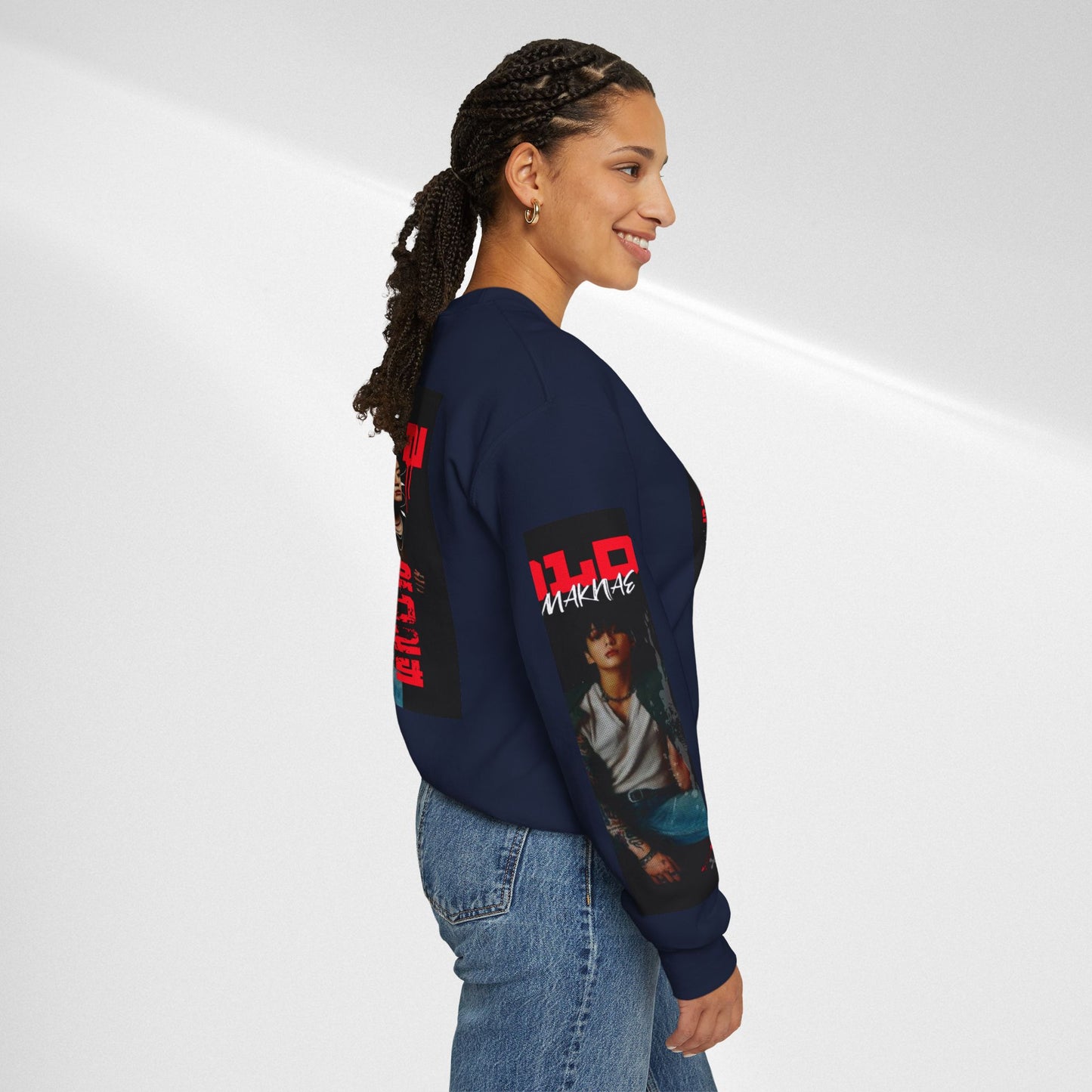JK Golden Making Crewneck Sweatshirt — Retro K-Pop Photo Graphic