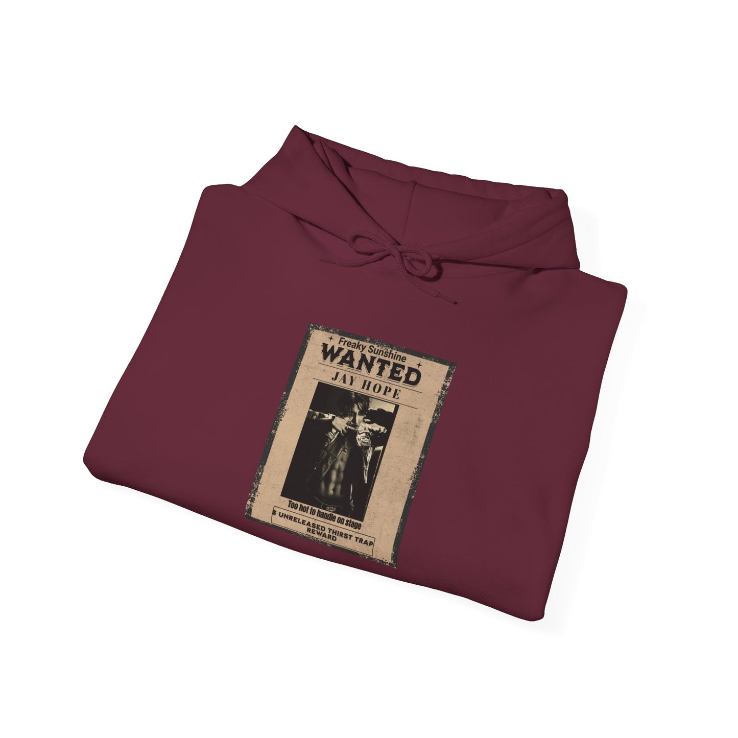 Hoodie - Vintage JHOPE 'WANTED' Poster Graphic Hooded Sweatshirt