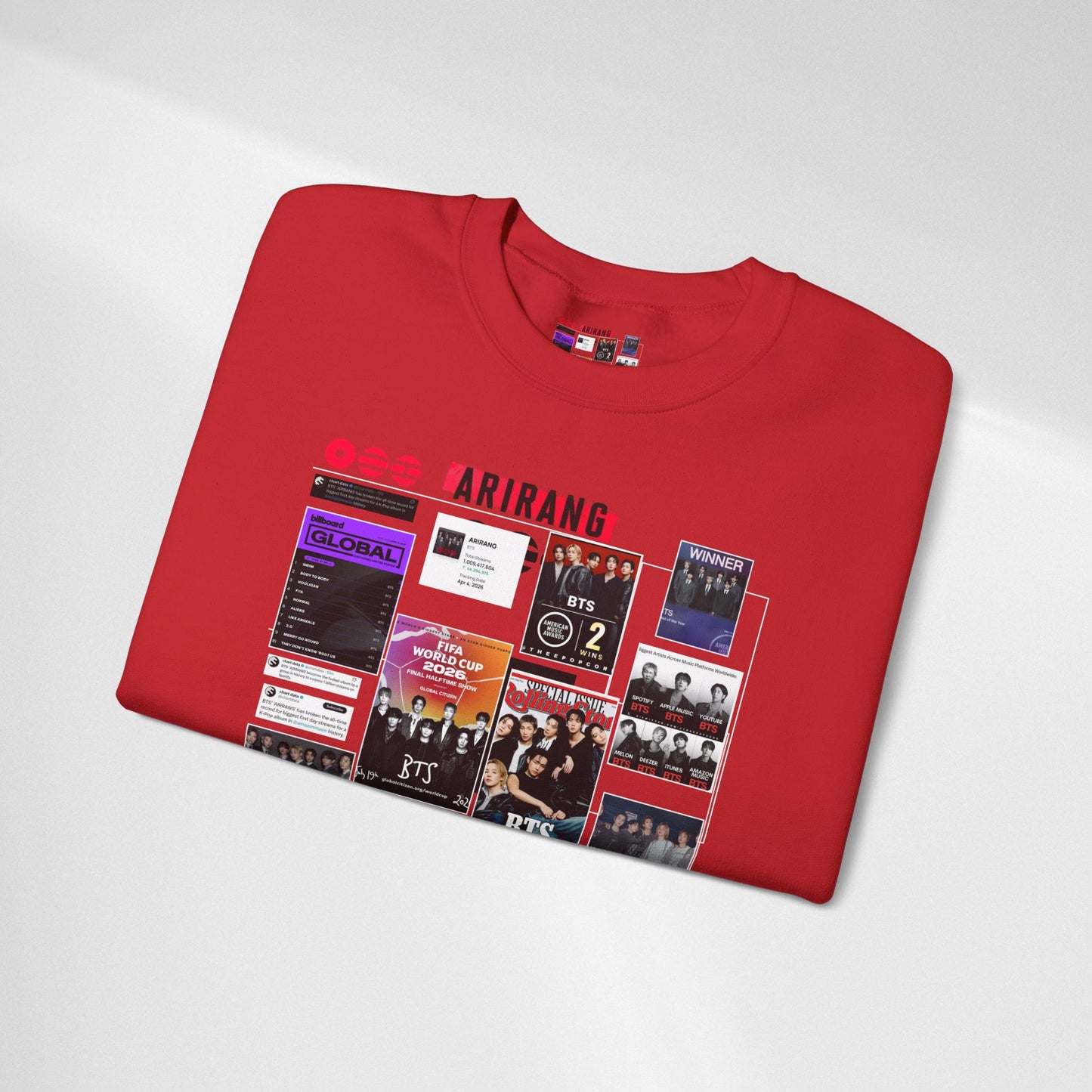 Crewneck Sweatshirt — BTS ARIRANG Collage Graphic Crewneck (Album Posters & Tour Art)