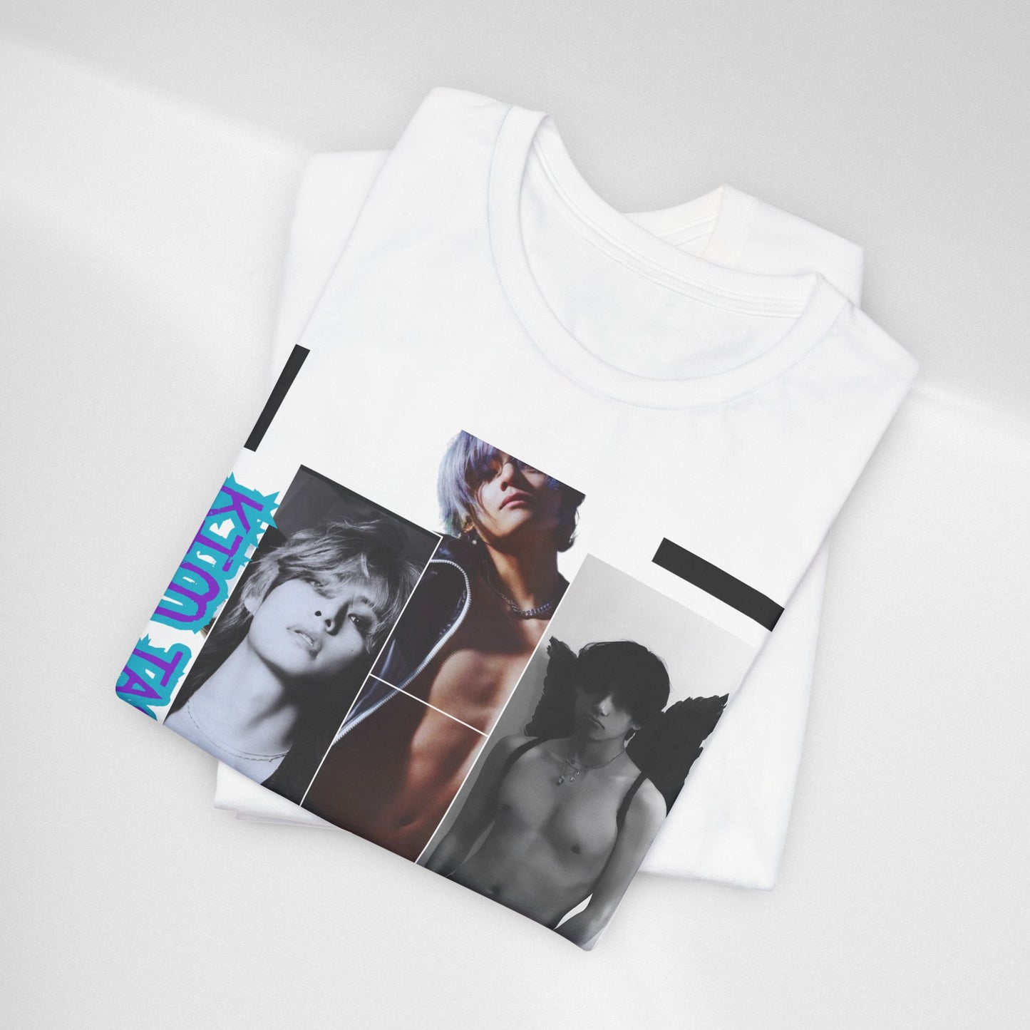TAE Photo Collage Graphic Tee — Retro Black & White Portraits