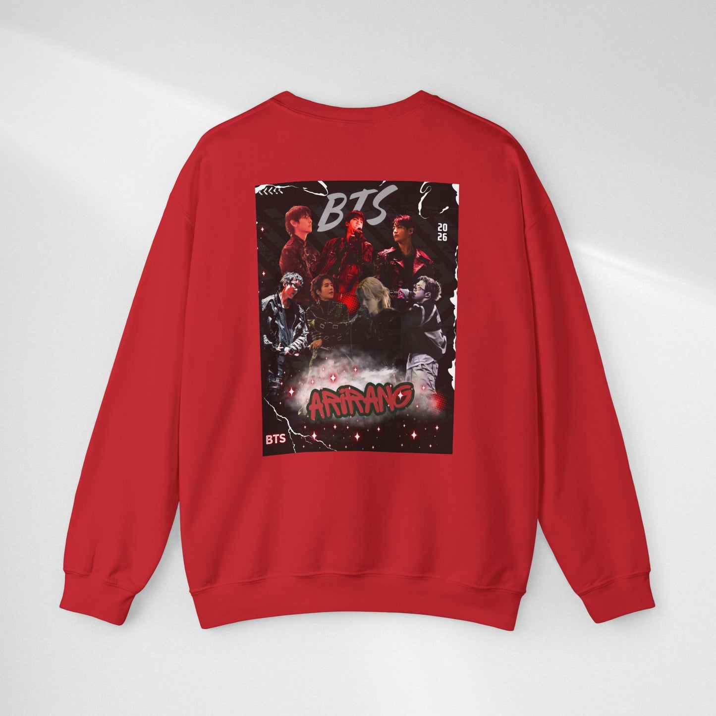 BTS Graphic Crewneck Sweatshirt – Red & Black Band Photo Design
