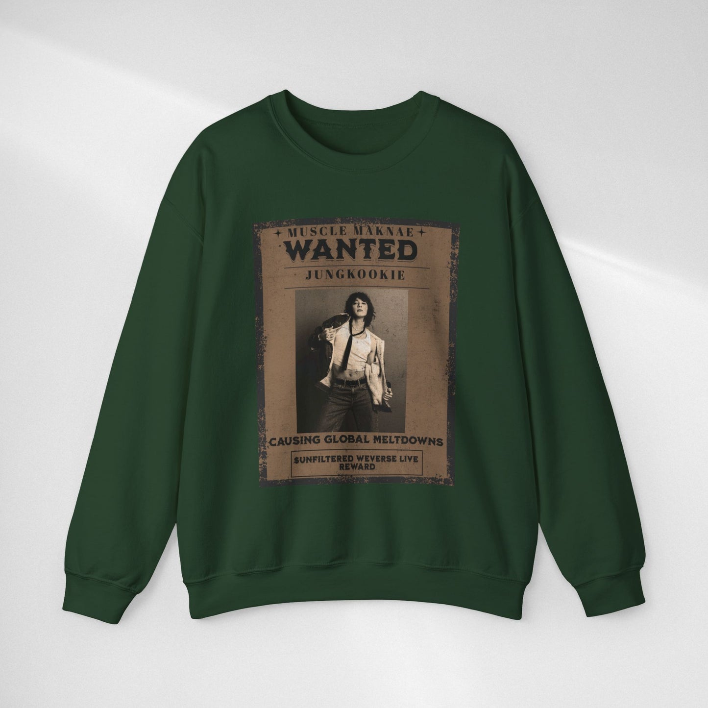 Crewneck Sweatshirt — Vintage JK'Wanted' Poster Graphic