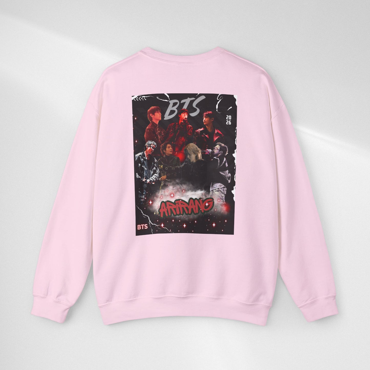 BTS Graphic Crewneck Sweatshirt – Red & Black Band Photo Design