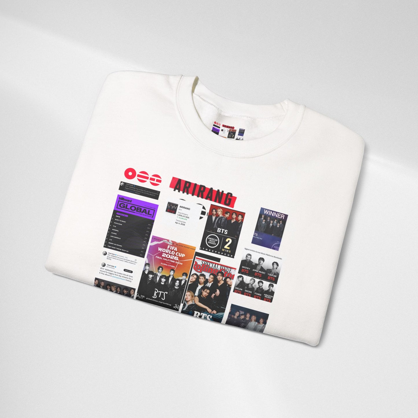 Crewneck Sweatshirt — BTS ARIRANG Collage Graphic Crewneck (Album Posters & Tour Art)