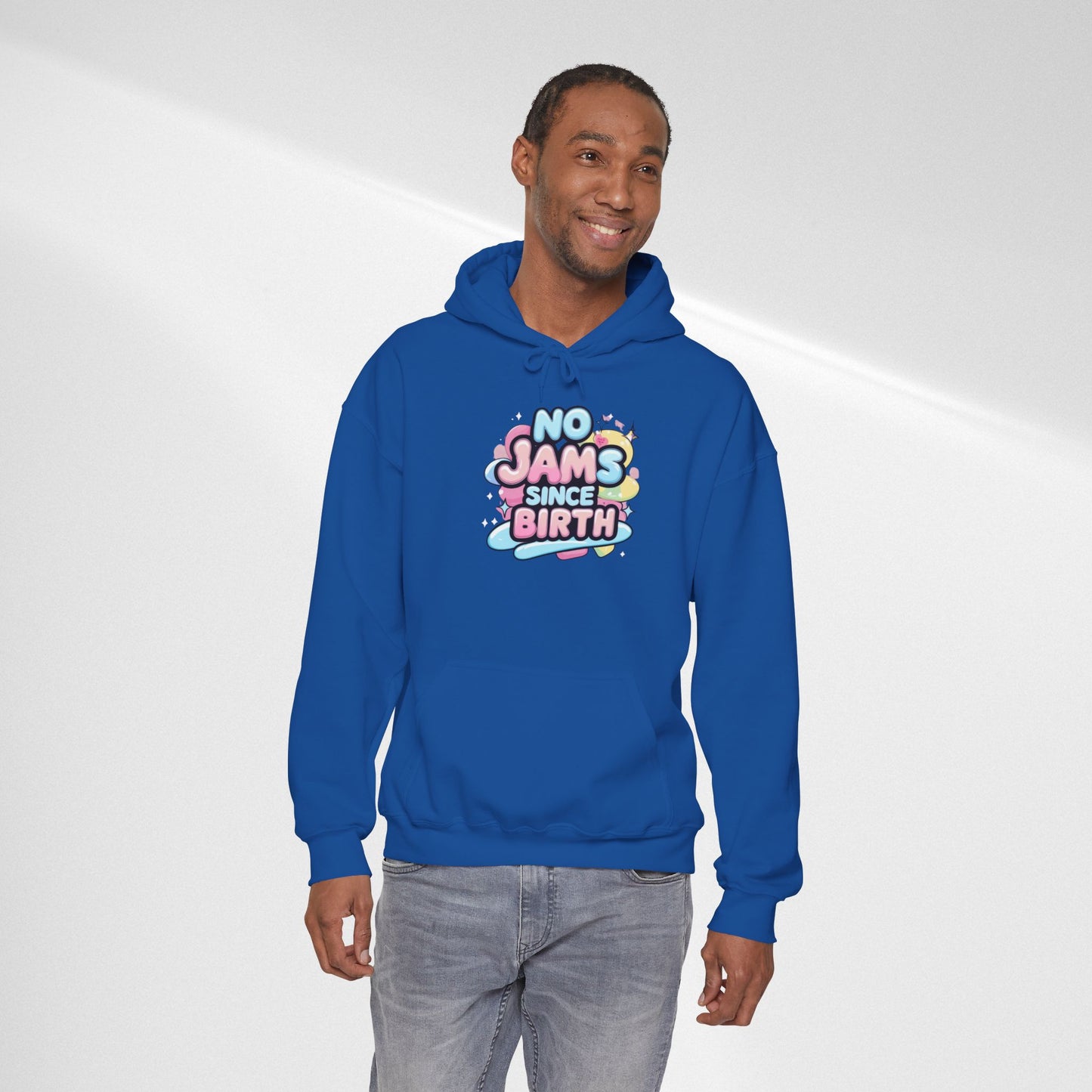 Hoodie — "No Jams Since Birth" Cute Kawaii Graphic Pullover