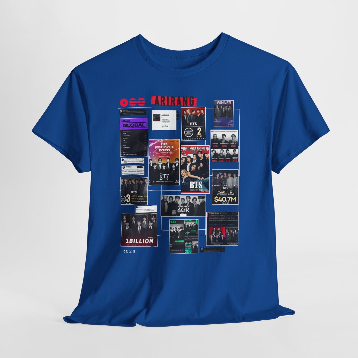 BTS ARIRANG Collage Tee — Iconic Albums & Milestones Graphic T-Shirt