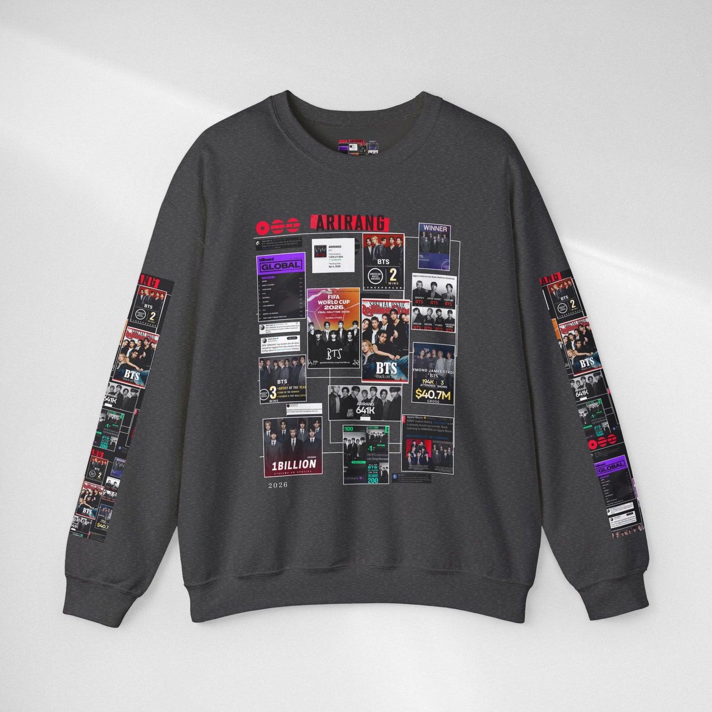 Crewneck Sweatshirt — BTS ARIRANG Collage Graphic Crewneck (Album Posters & Tour Art)