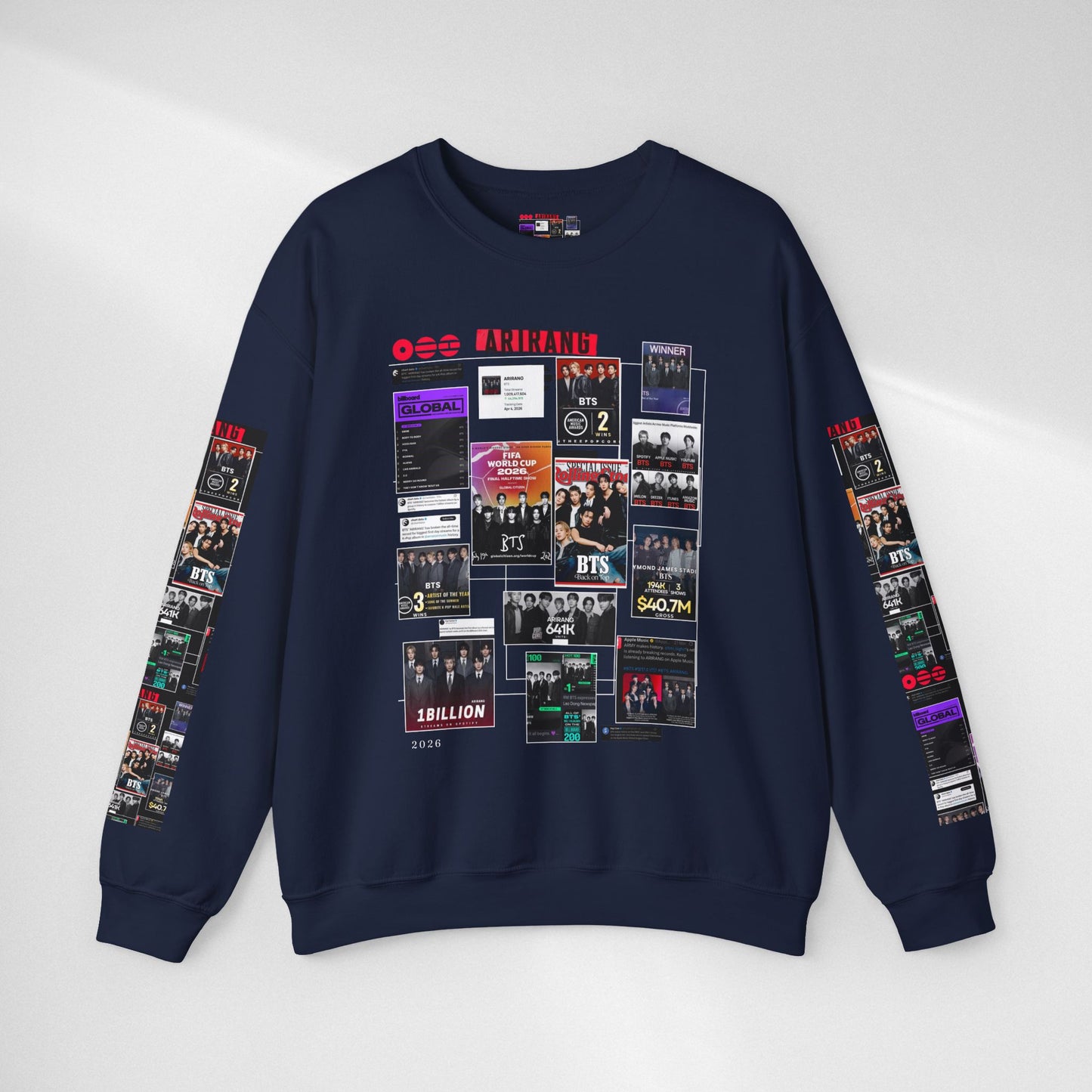 Crewneck Sweatshirt — BTS ARIRANG Collage Graphic Crewneck (Album Posters & Tour Art)