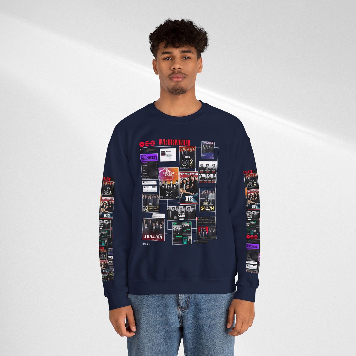 Crewneck Sweatshirt — BTS ARIRANG Collage Graphic Crewneck (Album Posters & Tour Art)